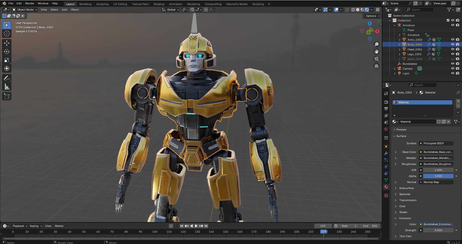 Bumblebee Low-poly 3D model_4