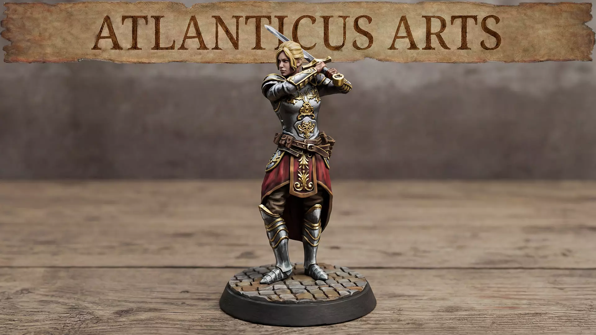Female Human Paladin - Athena Lightshield - Sword 2H 3D print model
