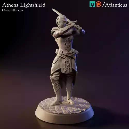 Female Human Paladin - Athena Lightshield - Sword 2H 3D print model