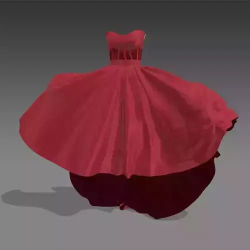 Corset dress red look asymetric 