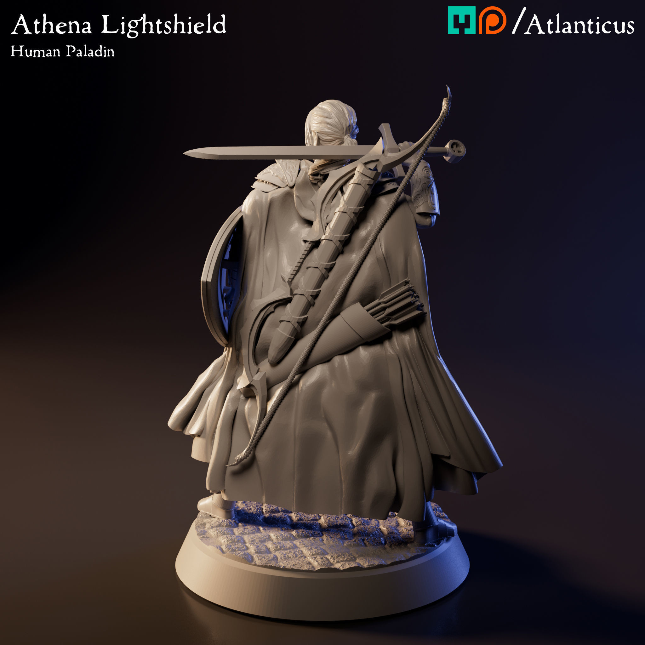 Female Human Paladin - Athena Lightshield - Sword 1H 3D print model_4