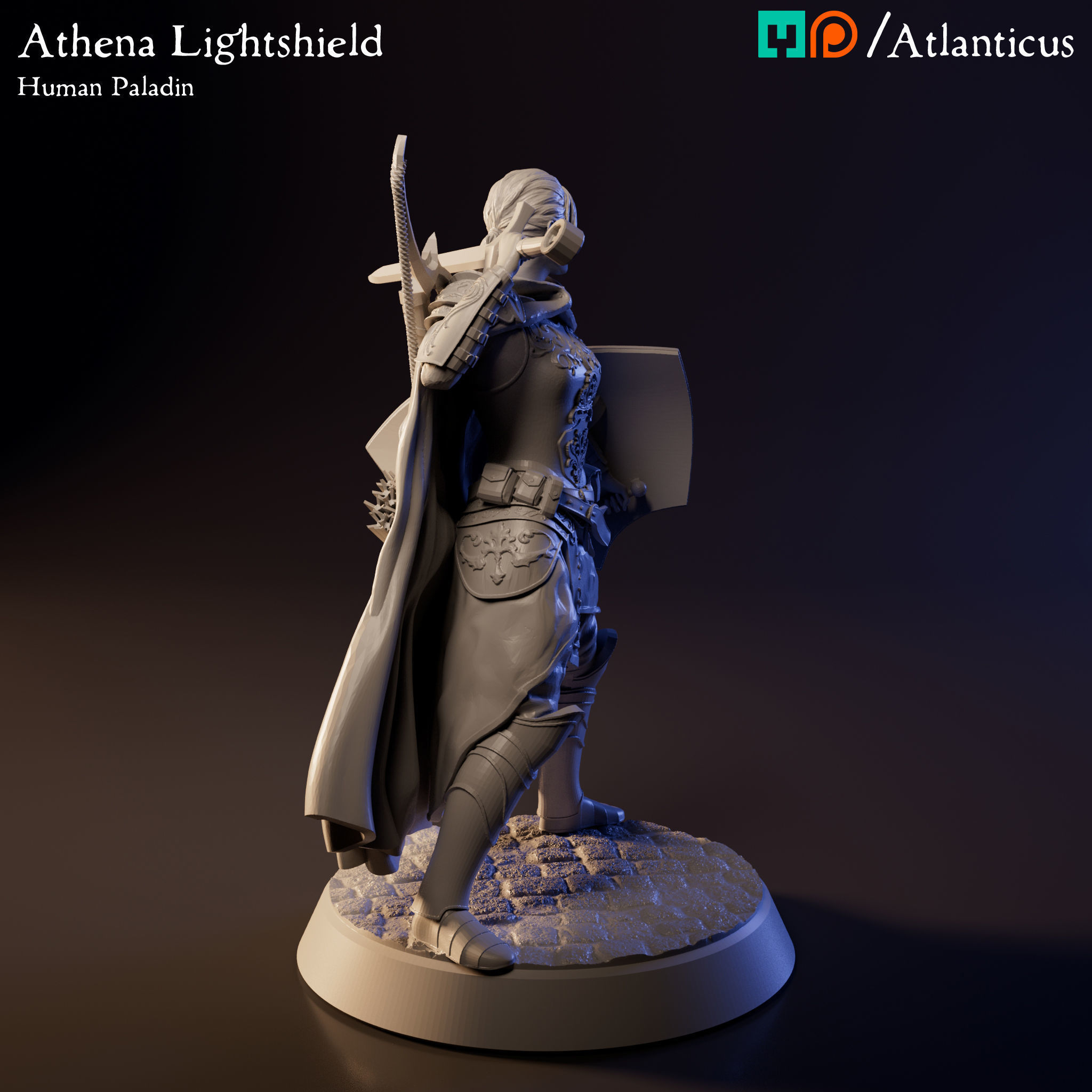 Female Human Paladin - Athena Lightshield - Sword 1H 3D print model_2