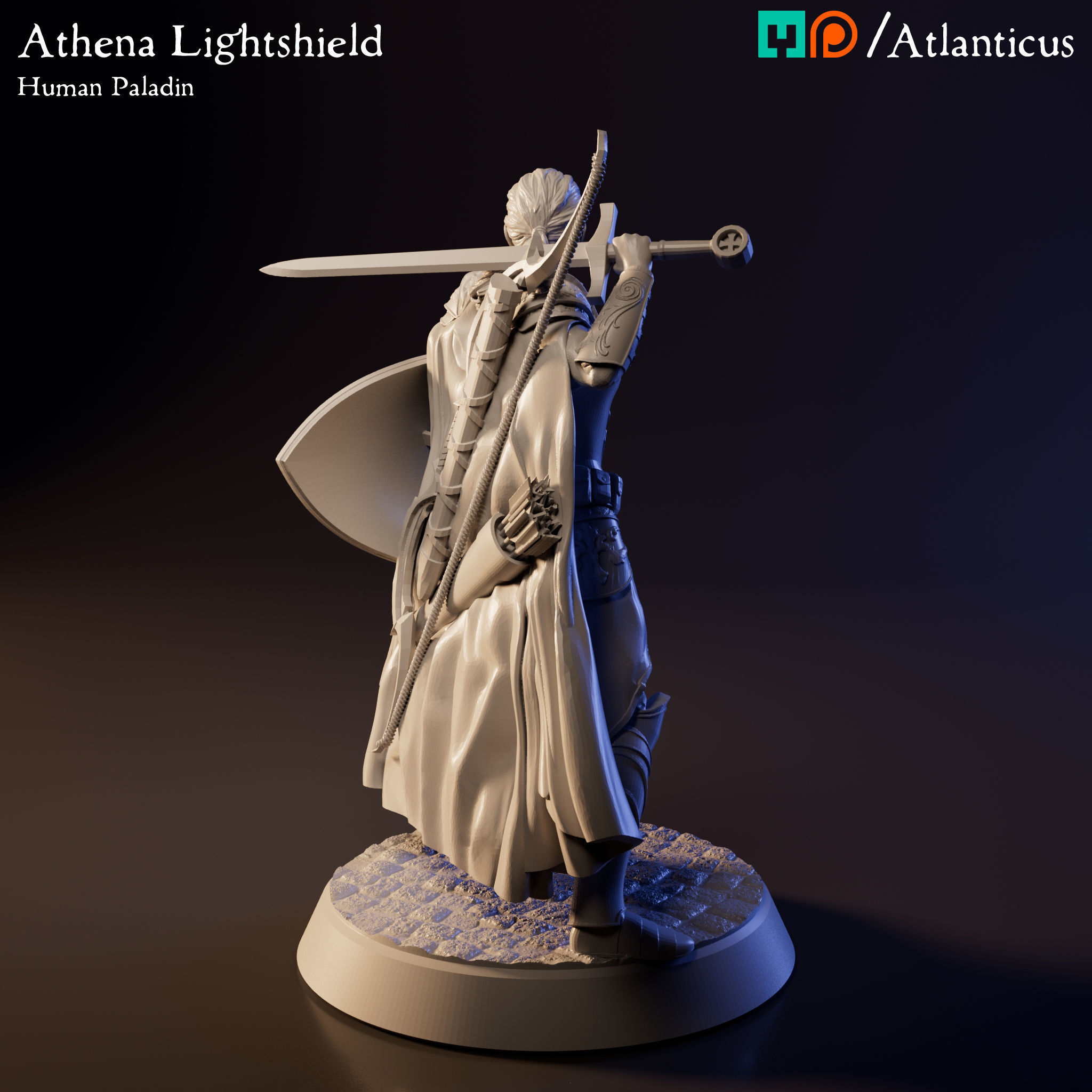 Female Human Paladin - Athena Lightshield - Sword 1H 3D print model_3