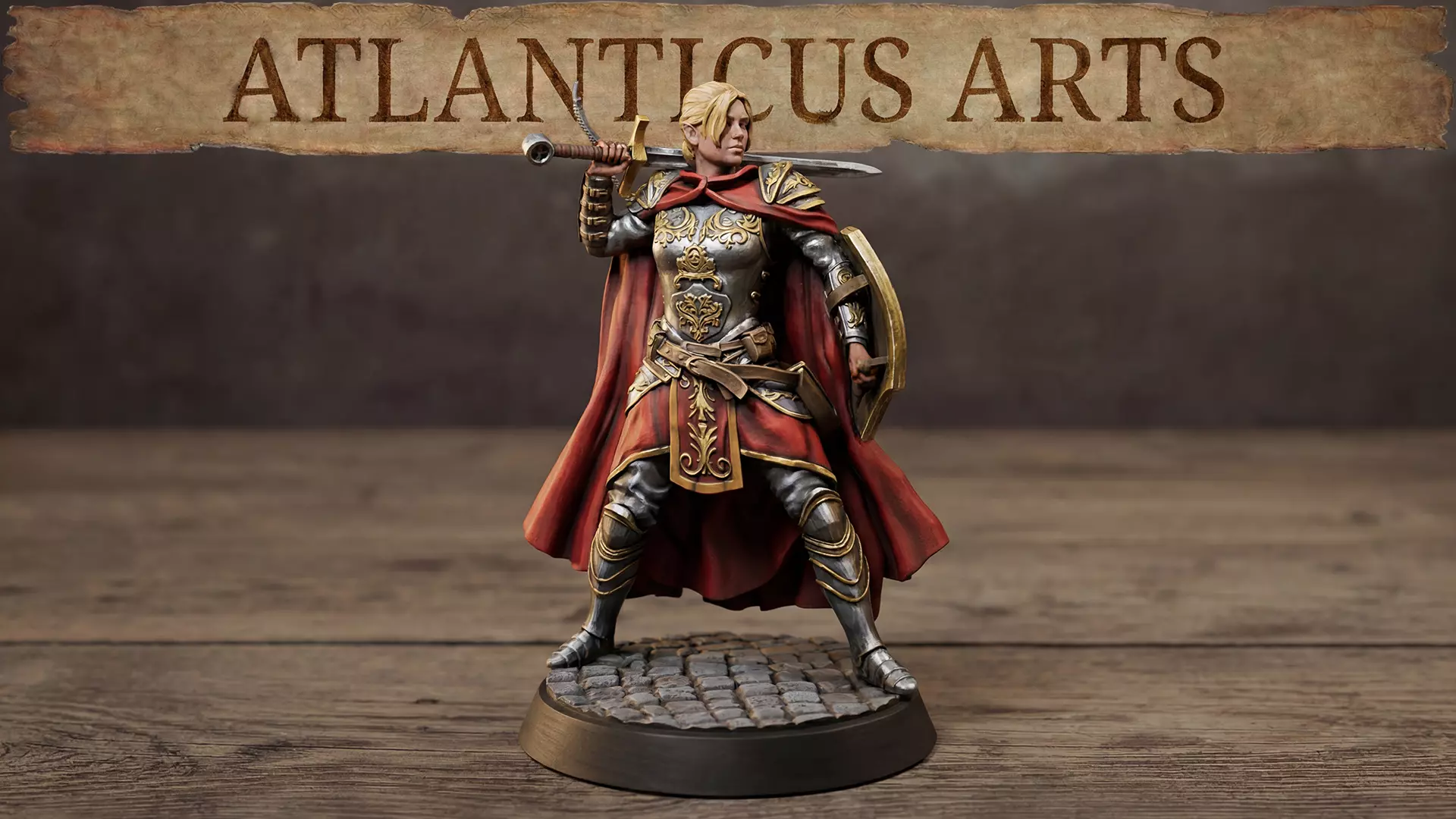 Female Human Paladin - Athena Lightshield - Sword 1H 3D print model