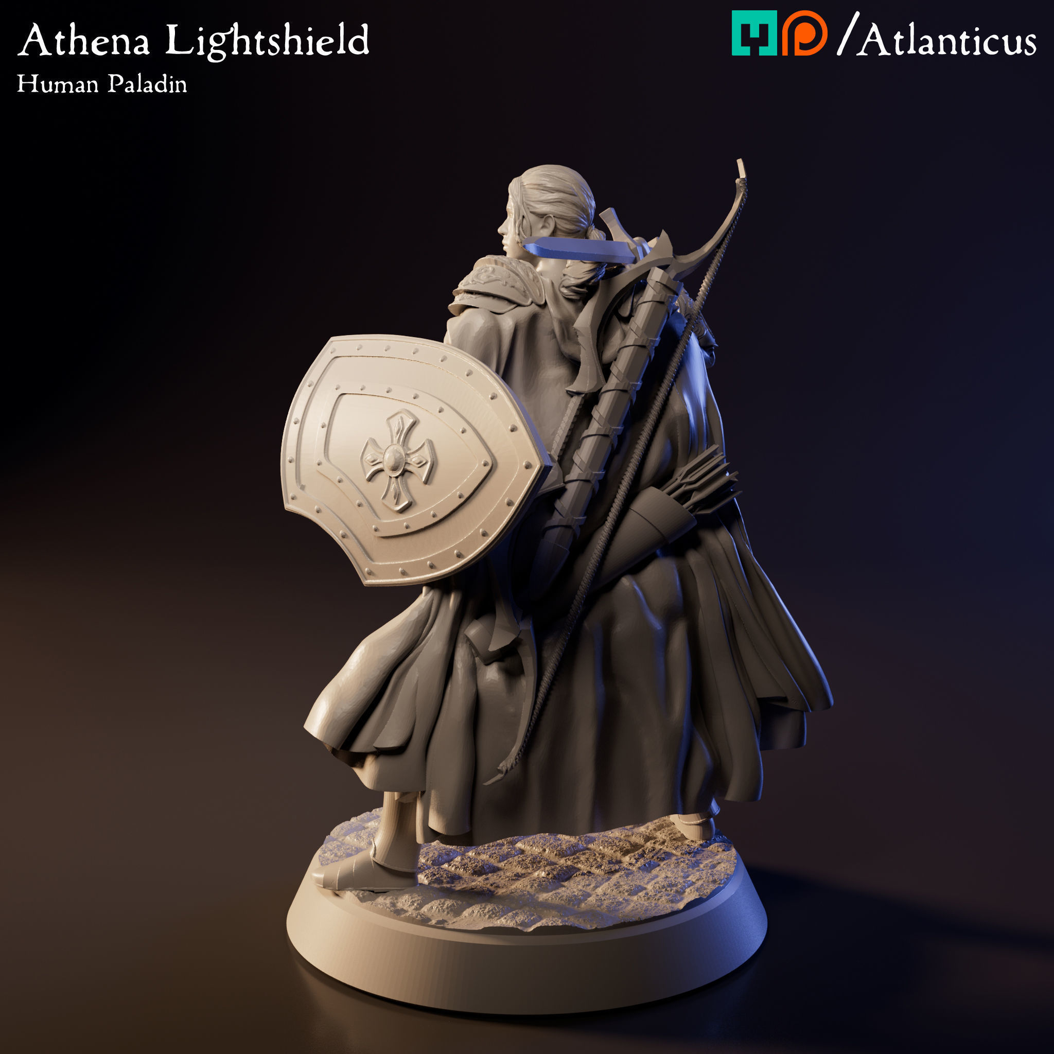 Female Human Paladin - Athena Lightshield - Sword 1H 3D print model_5