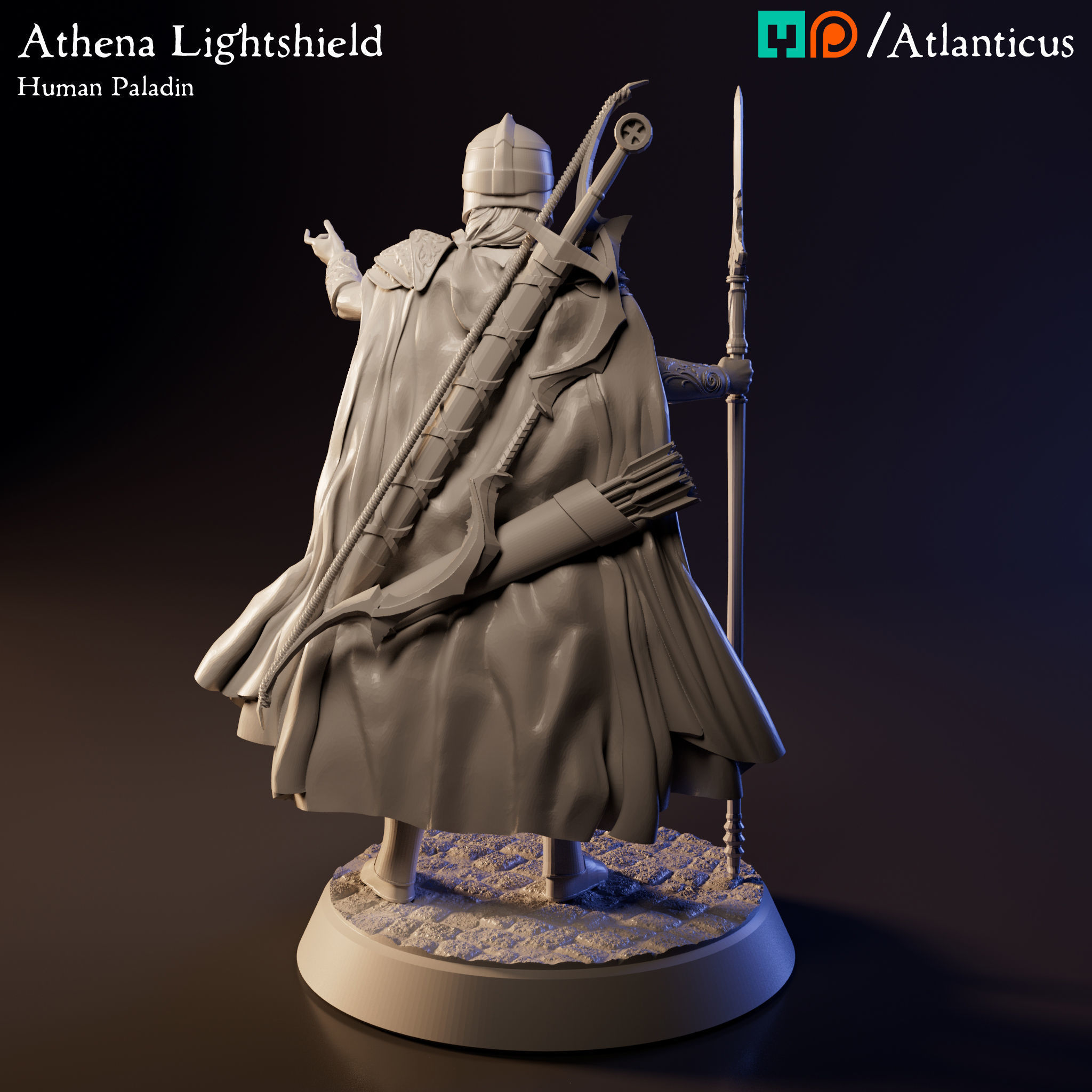 Female Human Paladin - Athena Lightshield - Spear 3D print model_4