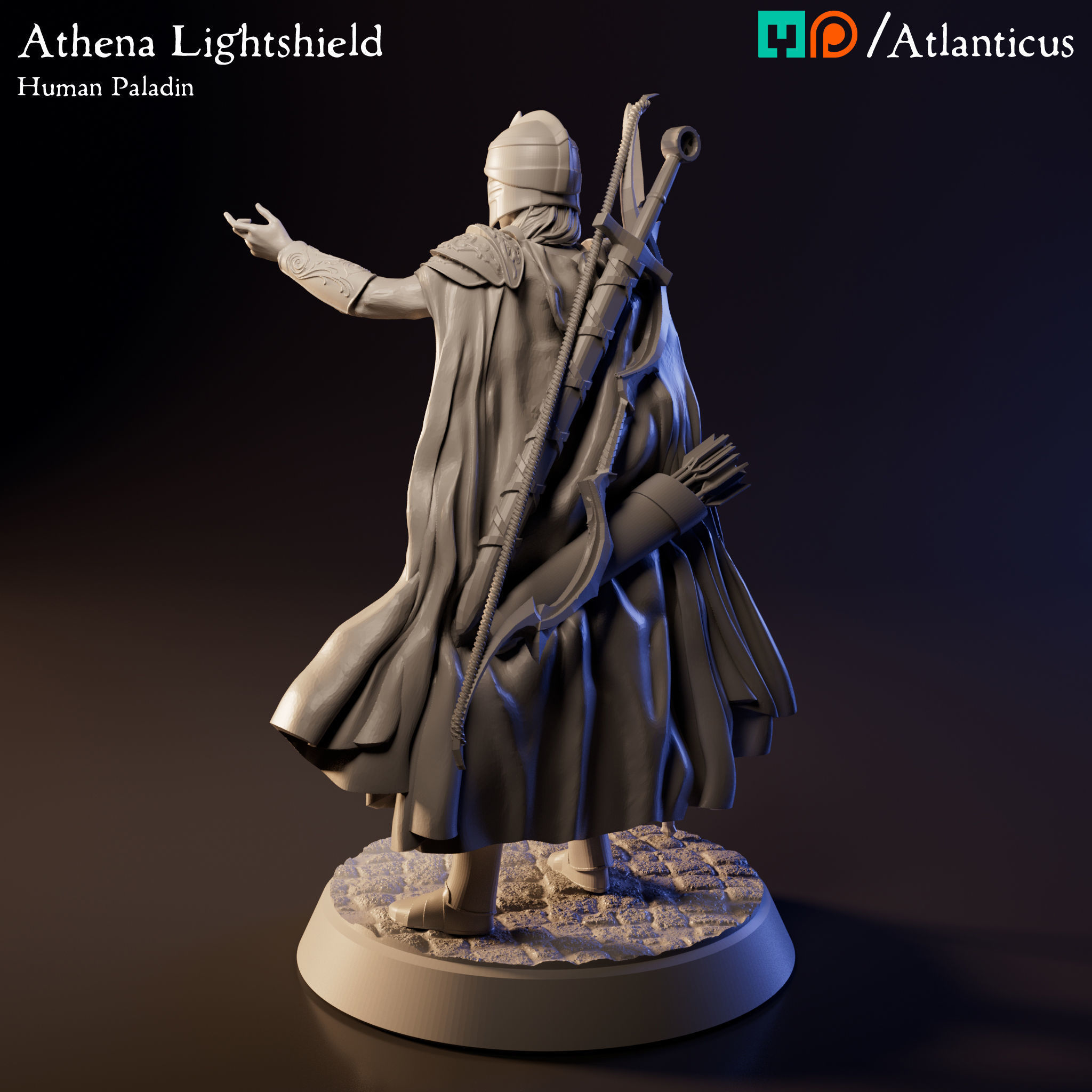 Female Human Paladin - Athena Lightshield - Spear 3D print model_5