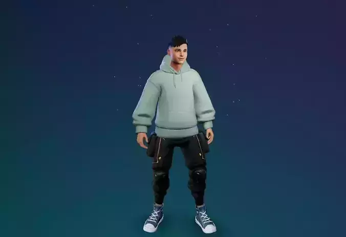 Cartoon Teen 3d model rigged