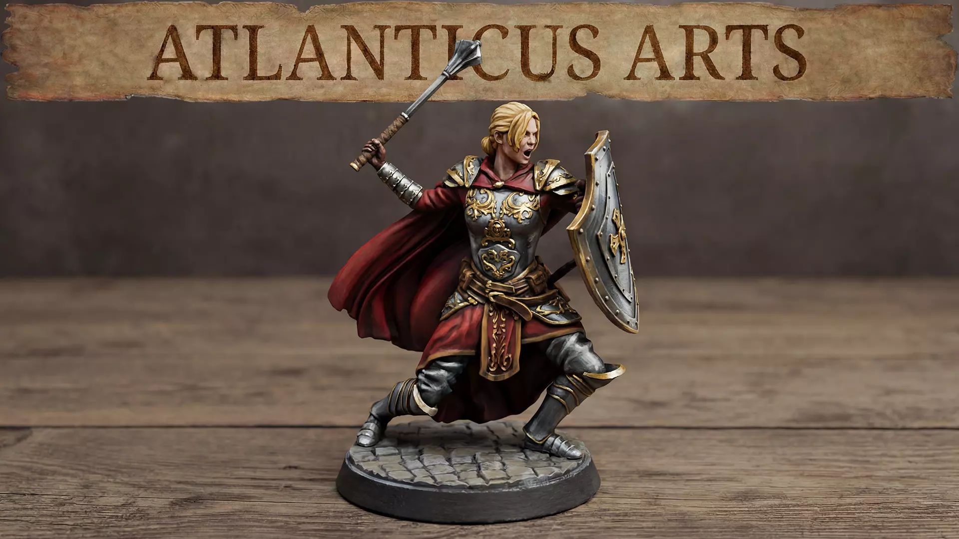 Female Human Paladin - Athena Lightshield - Mace 3D print model