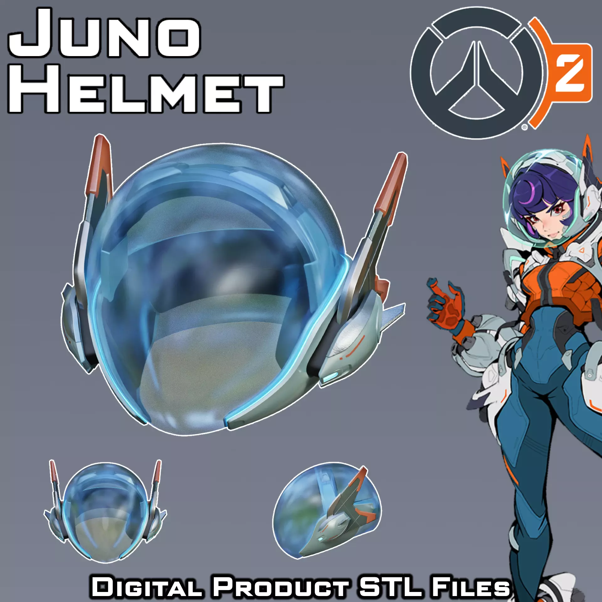 Si Fi Juno Space Ranger Helmet Overwatch 2 3D print model_0