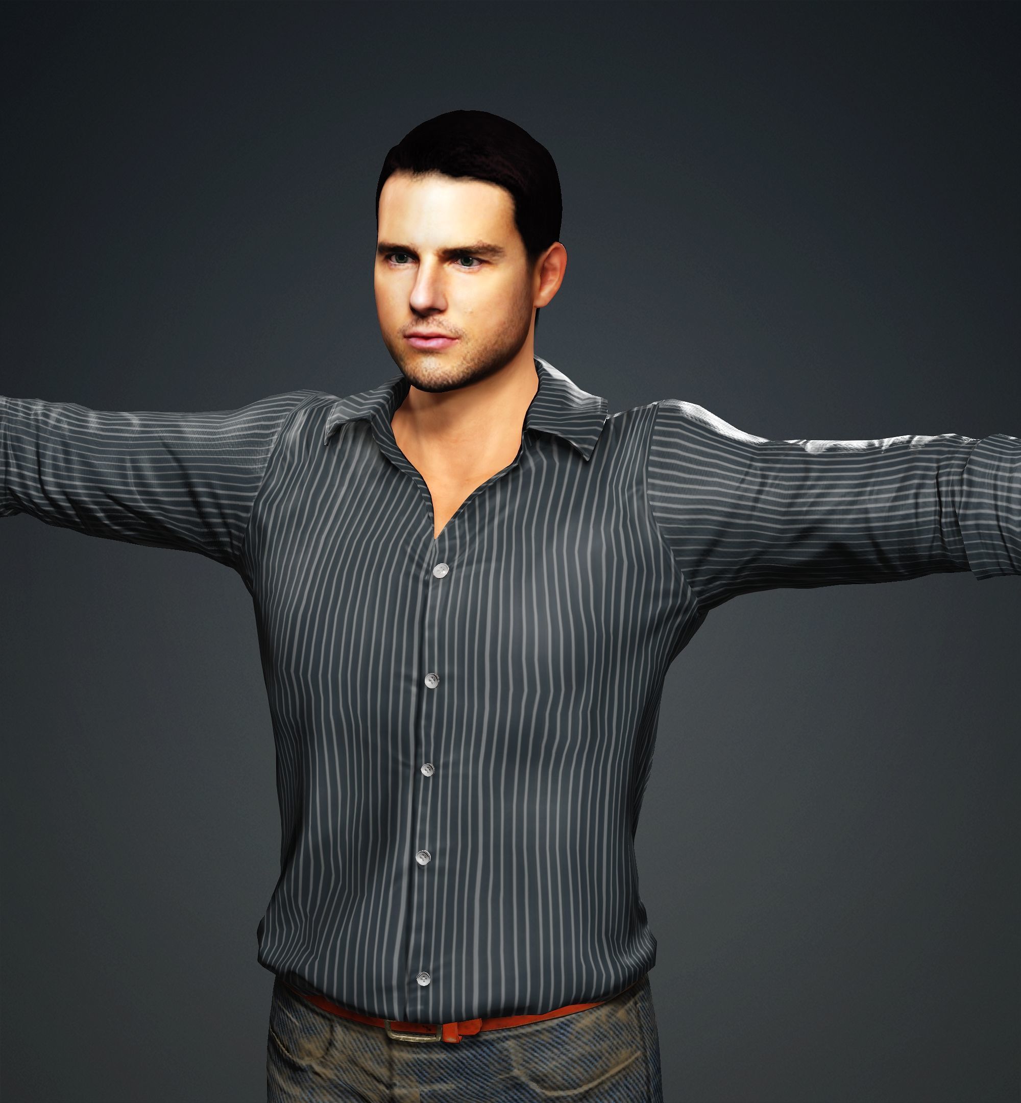 Tom Cruise Low-poly 3D model_5