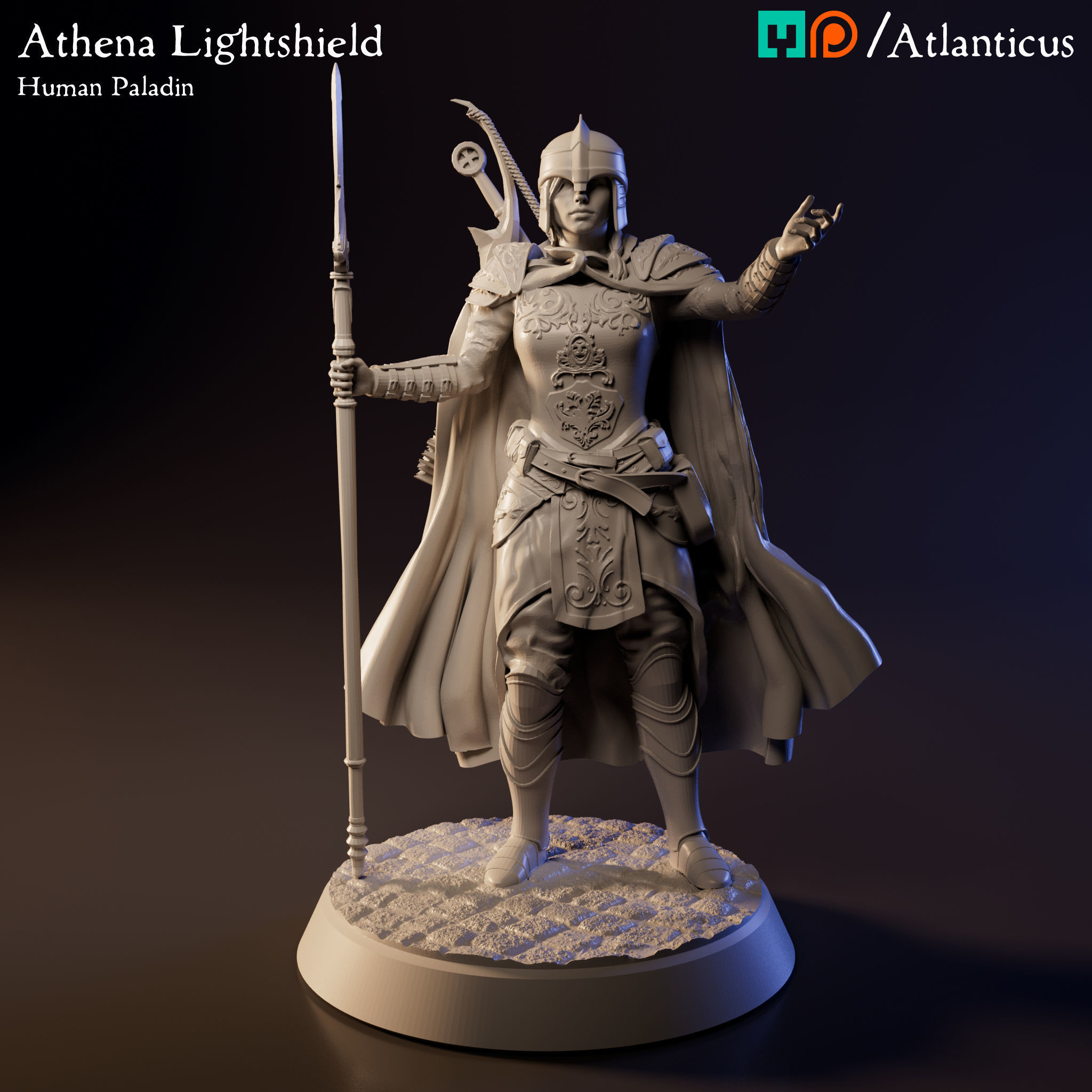 Female Human Paladin - Athena Lightshield - BUNDLE 3D Model Collection_6