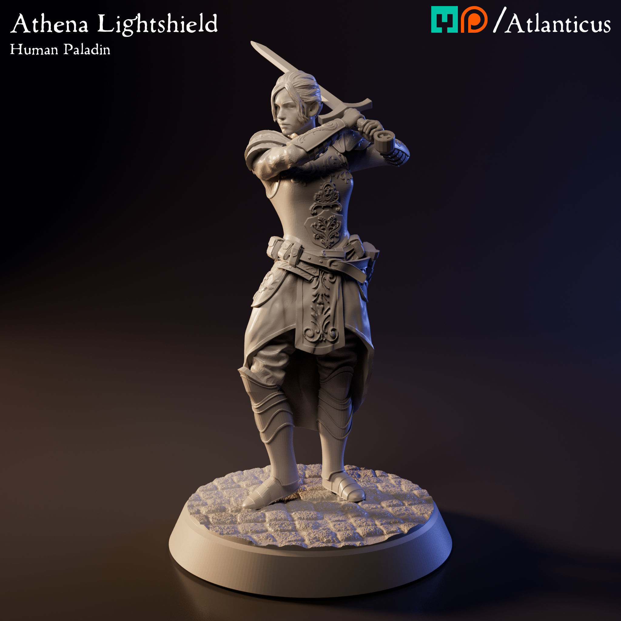 Female Human Paladin - Athena Lightshield - BUNDLE 3D Model Collection_4