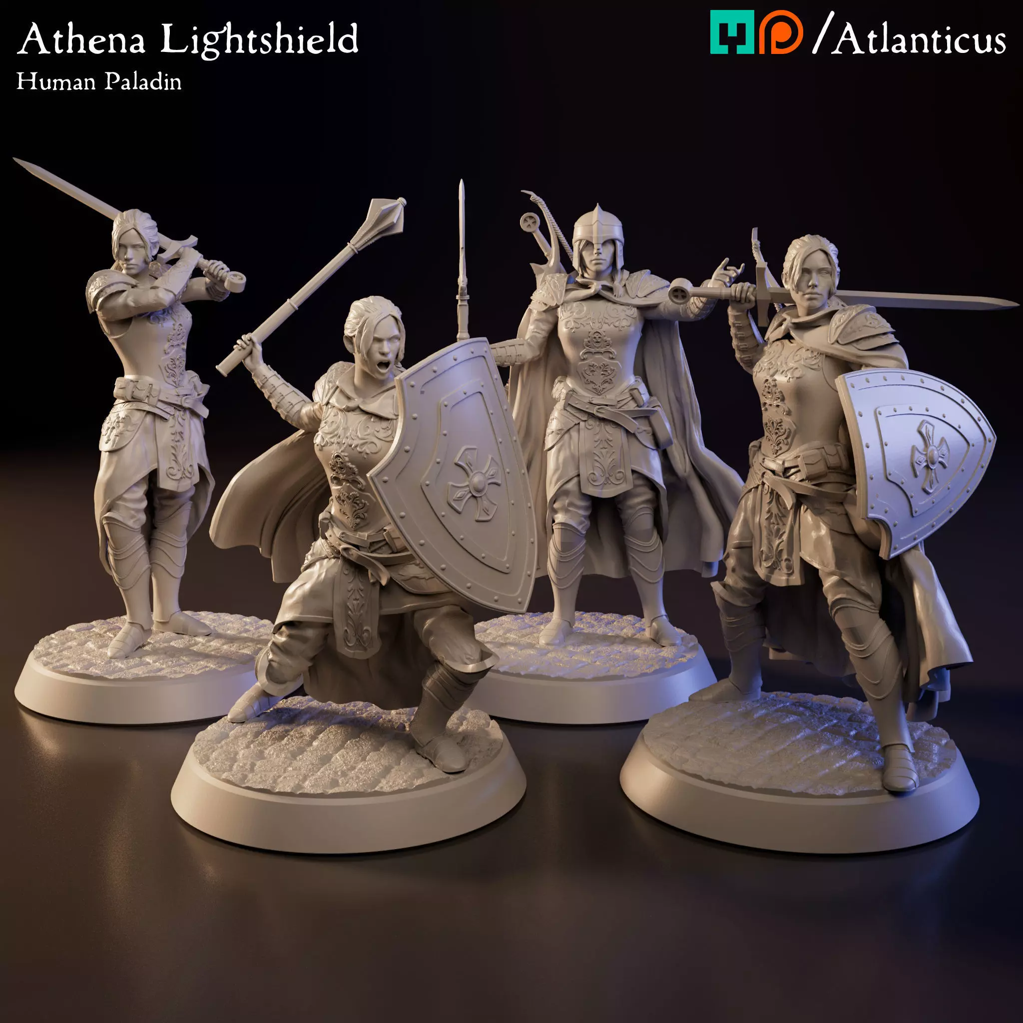 Female Human Paladin - Athena Lightshield - BUNDLE 3D Model Collection_0