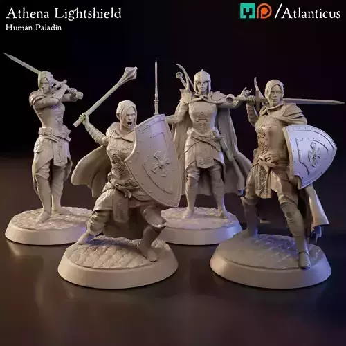 Female Human Paladin - Athena Lightshield - BUNDLE 3D Model Collection