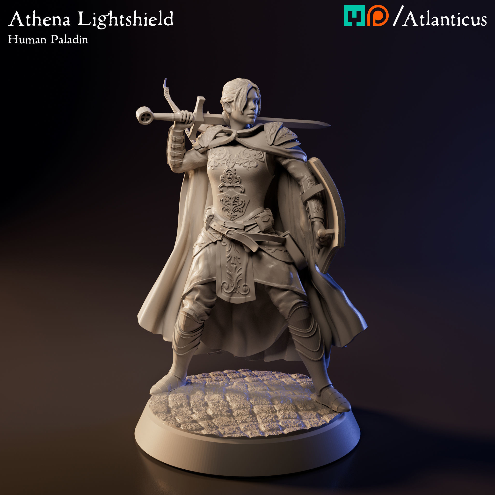 Female Human Paladin - Athena Lightshield - BUNDLE 3D Model Collection_1