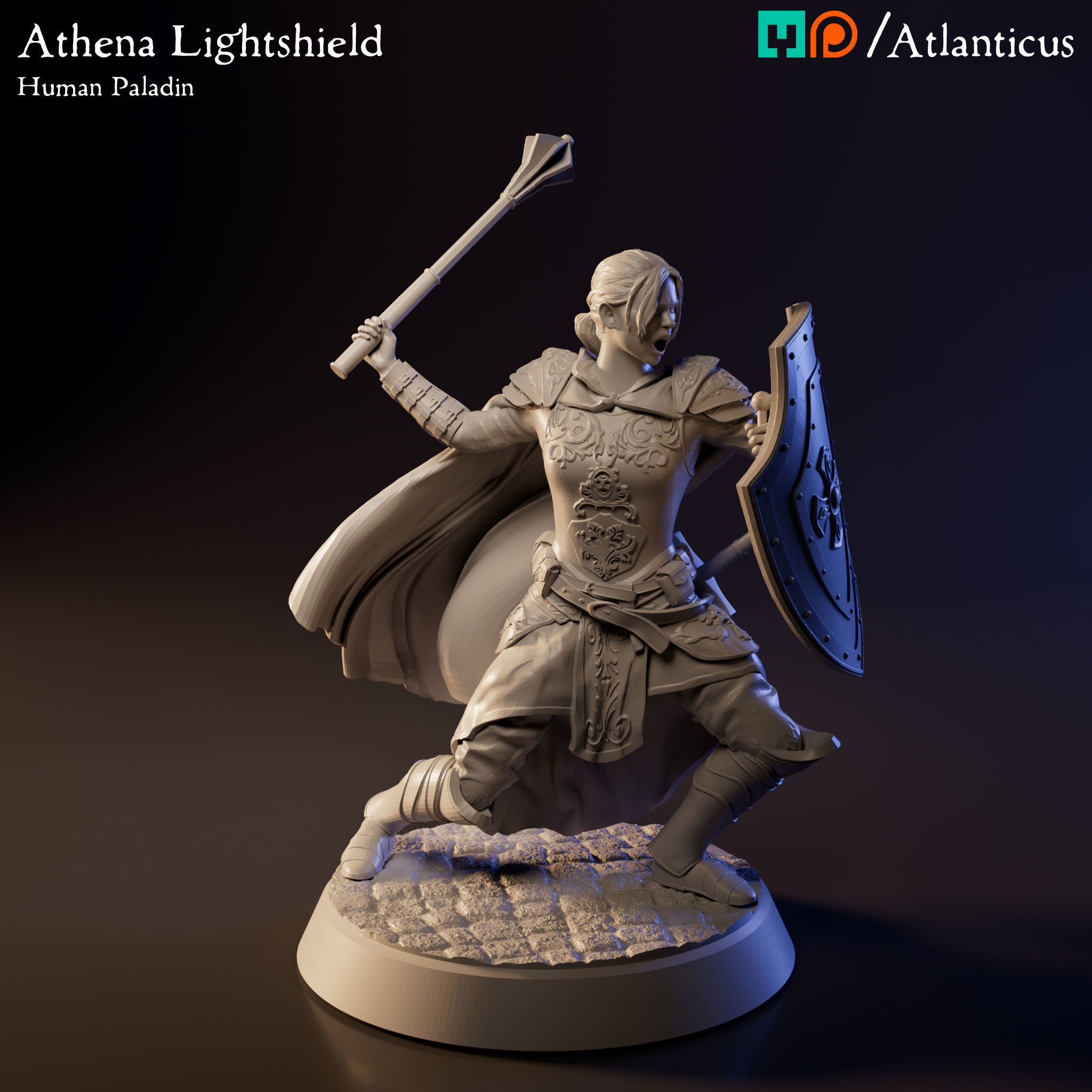 Female Human Paladin - Athena Lightshield - BUNDLE 3D Model Collection_8