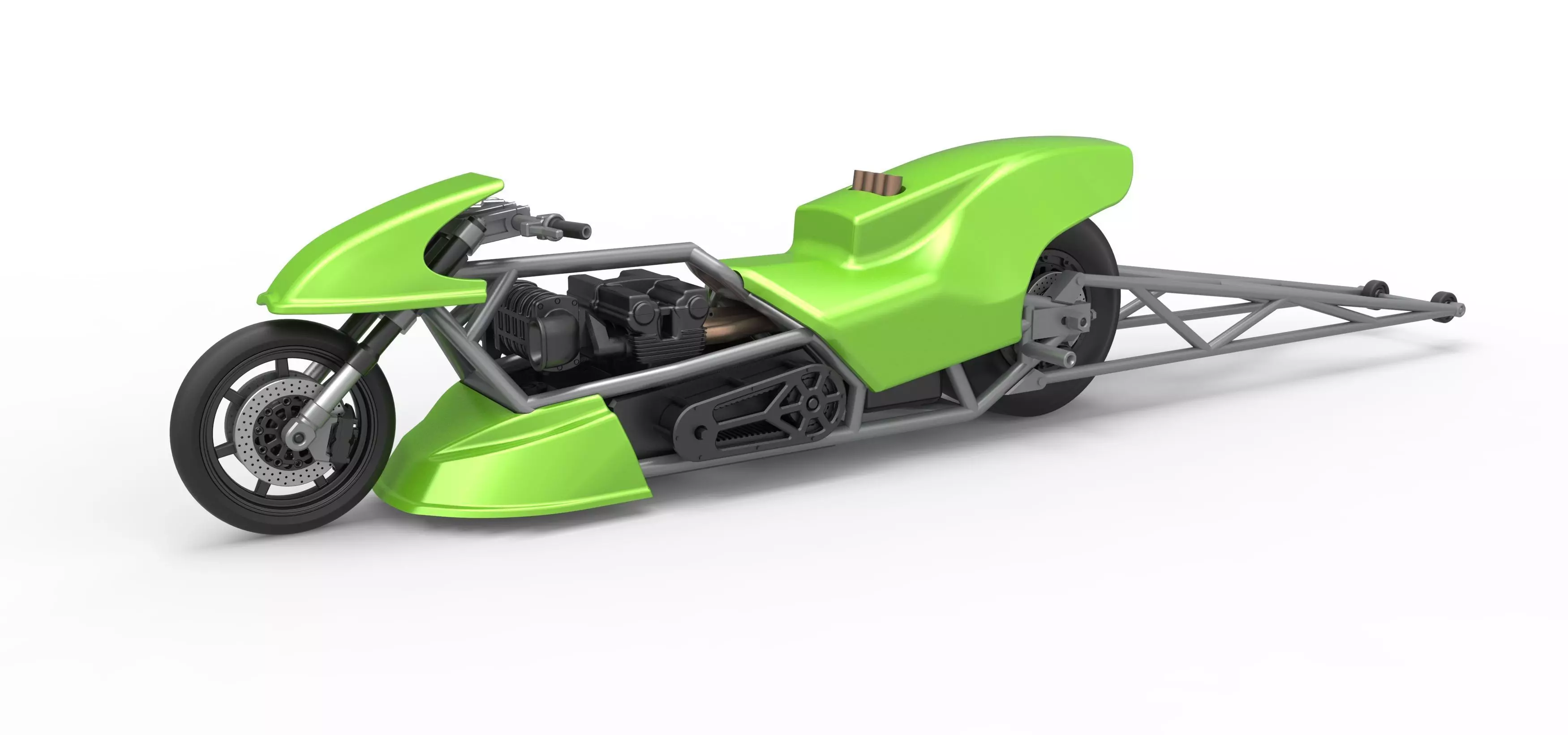 Top fuel dragster motorcycle Scale 1 to 25 3D print model_0