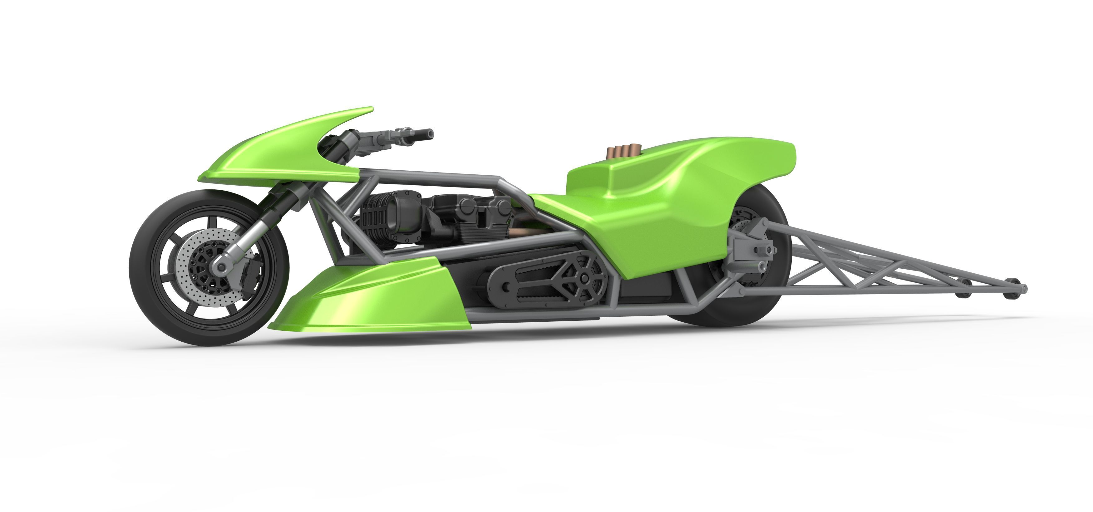 Top fuel dragster motorcycle Scale 1 to 25 3D print model_3