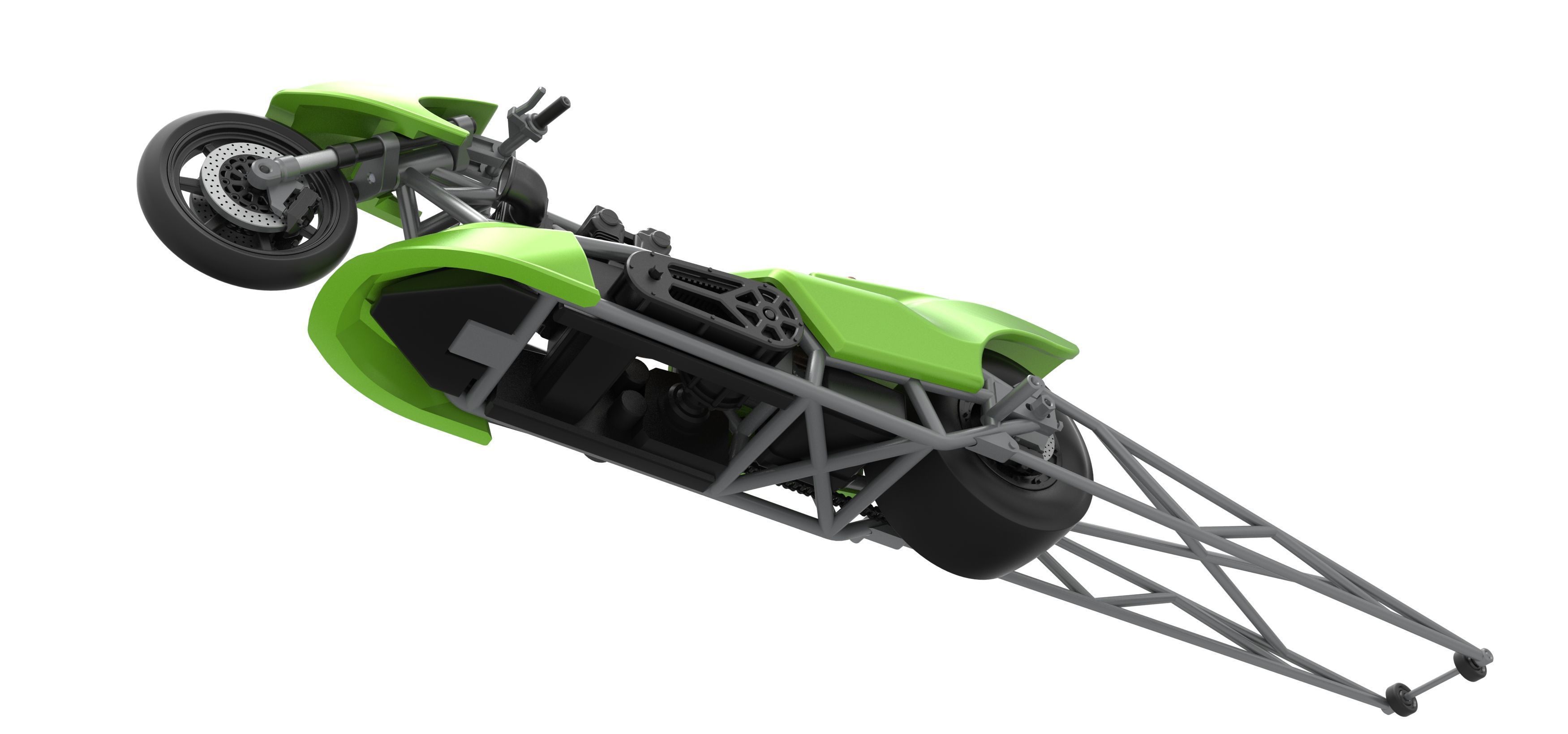 Top fuel dragster motorcycle Scale 1 to 25 3D print model_4