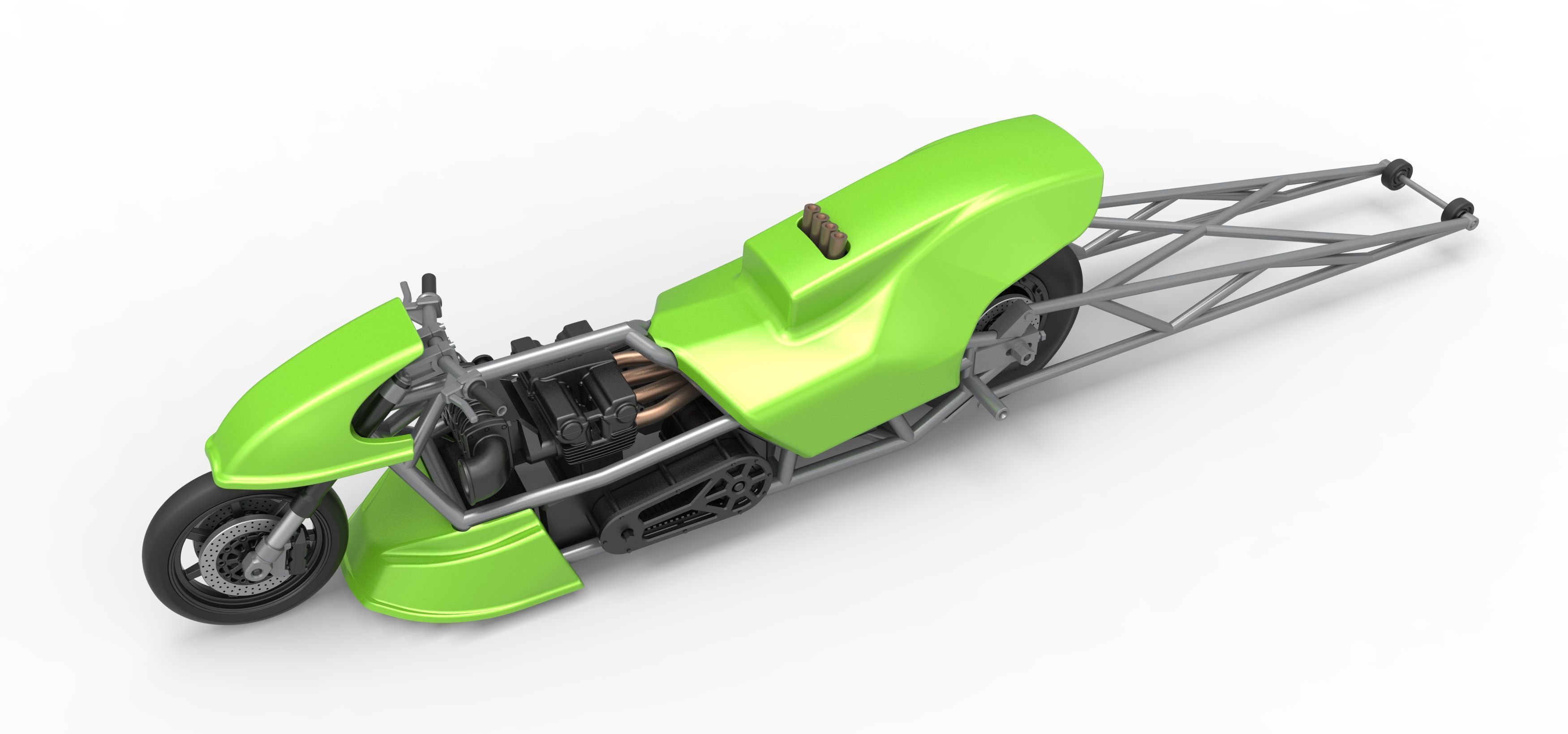 Top fuel dragster motorcycle Scale 1 to 25 3D print model_5