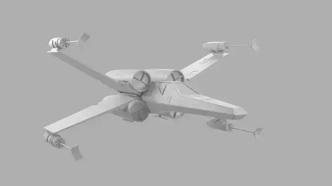 low poly X wing Low-poly 3D model