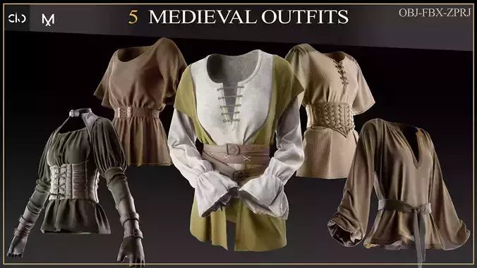 5 Medieval Outfit 3D print model 5 Medieval Outfit 3D print model