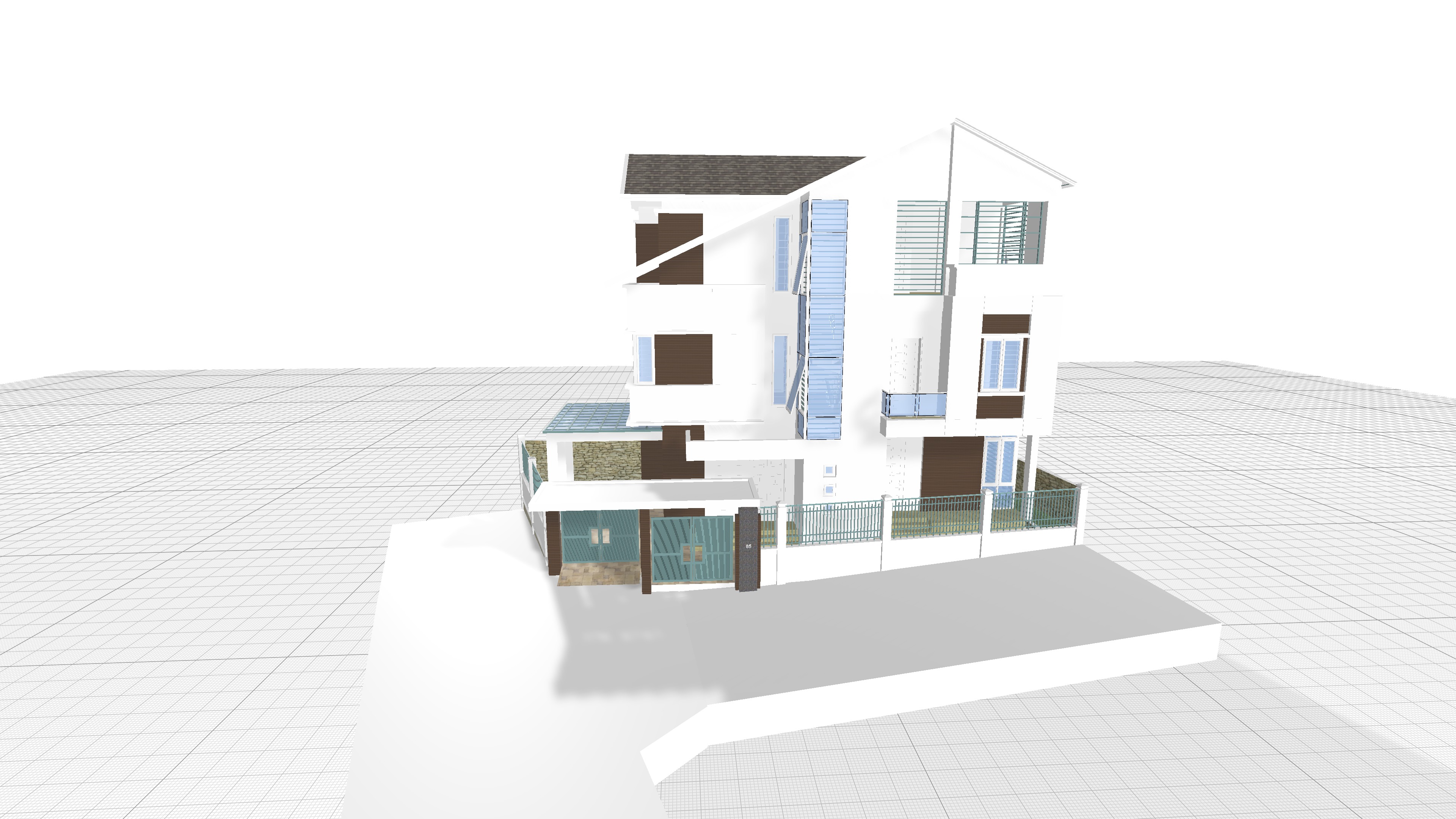 house 3 floors 3D model_2