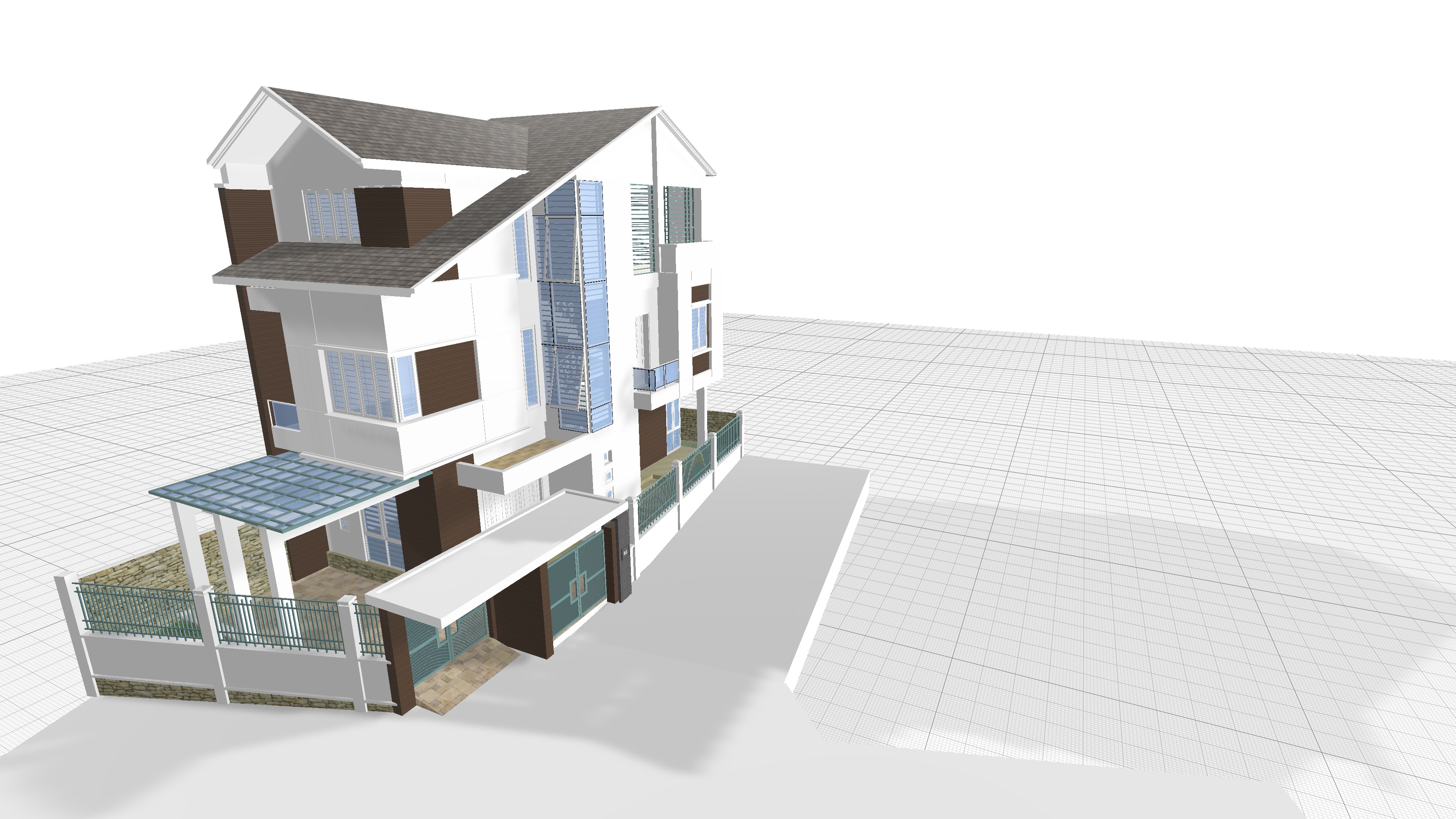 house 3 floors 3D model_3
