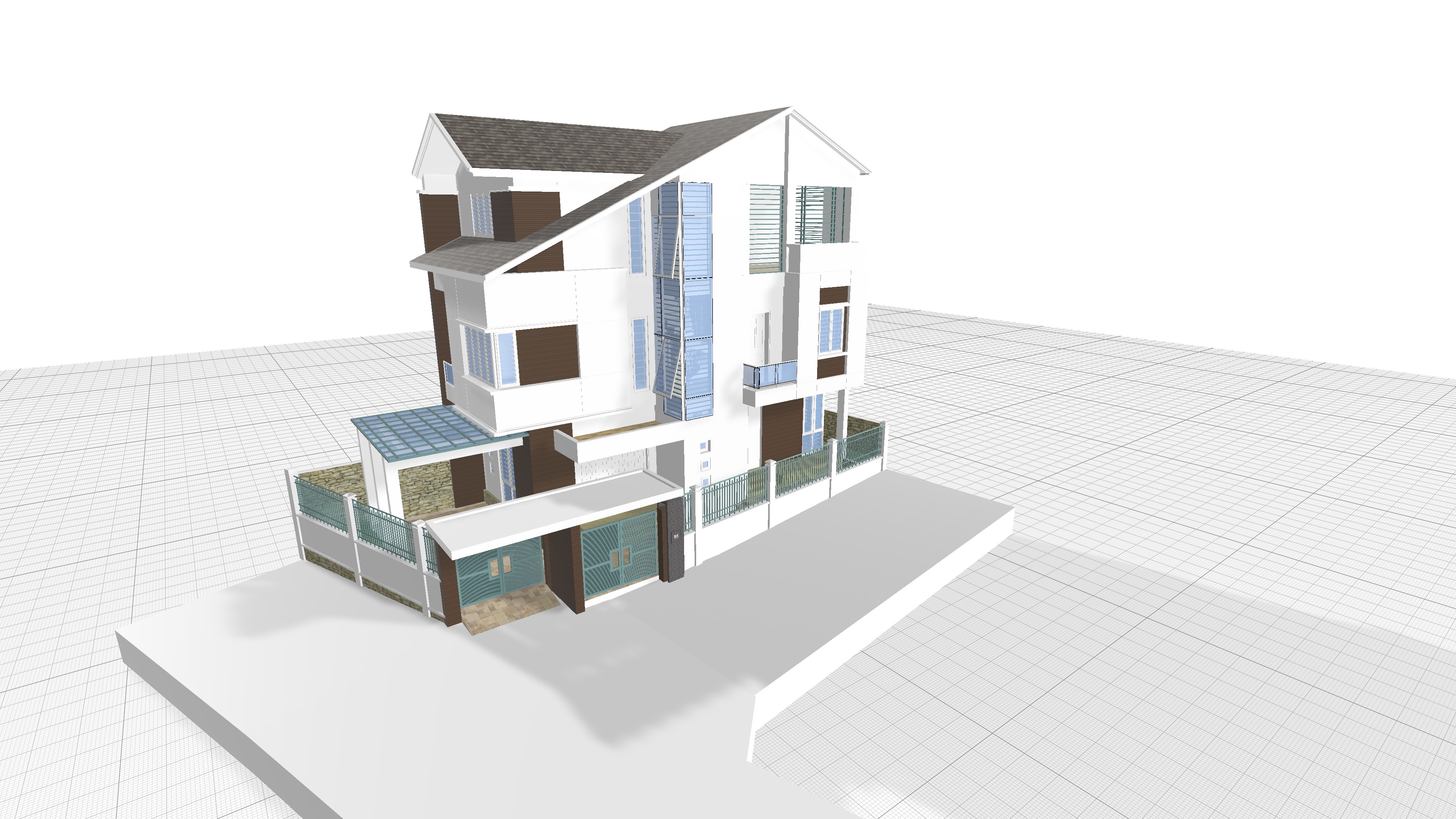 house 3 floors 3D model_4