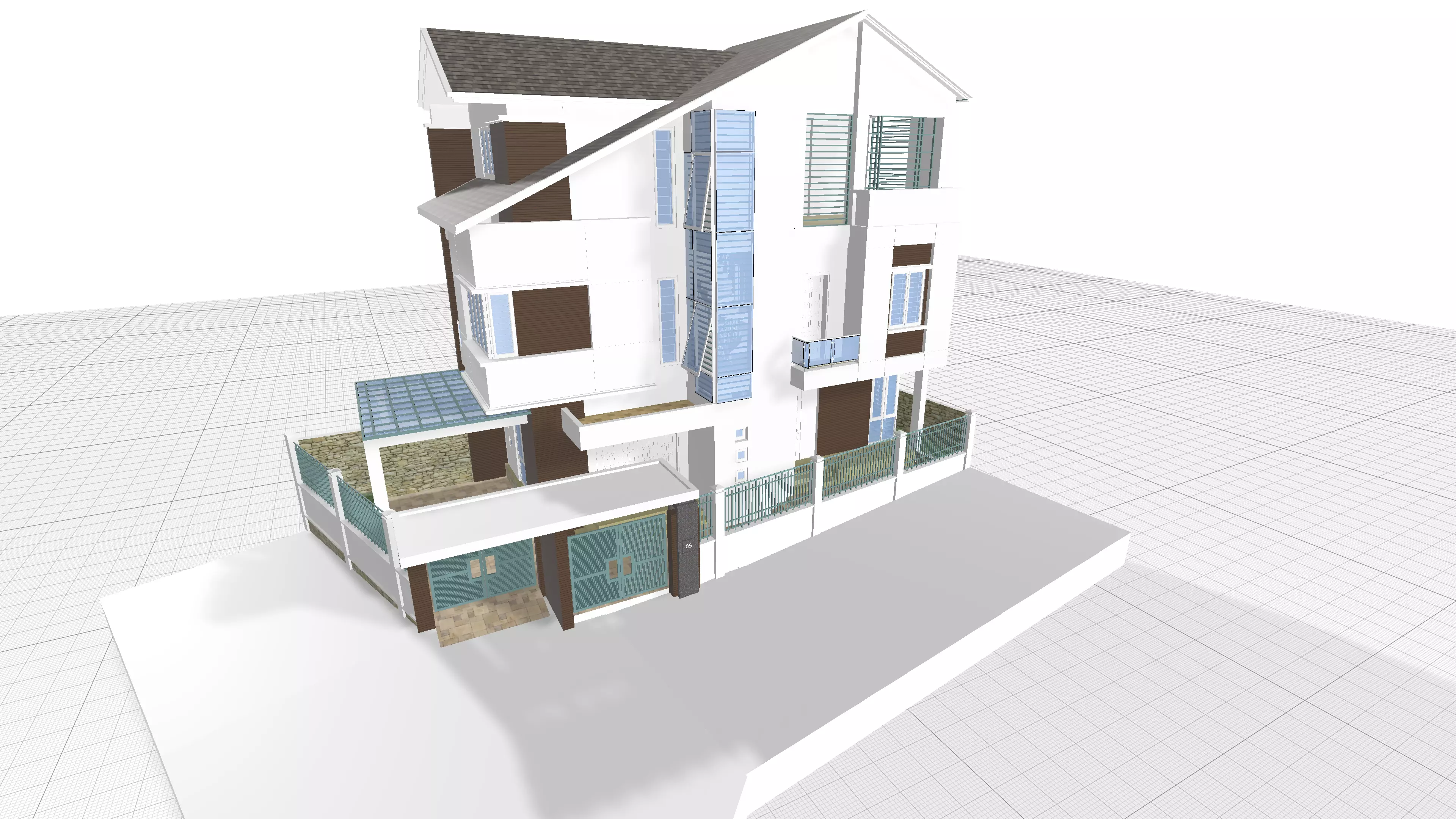 house 3 floors 3D model_0