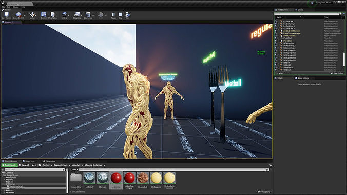 Spaghetti Man for UE Low-poly 3D model 5