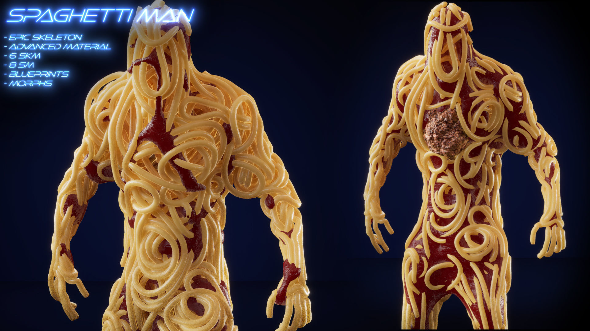 Spaghetti Man for UE Low-poly 3D model_2