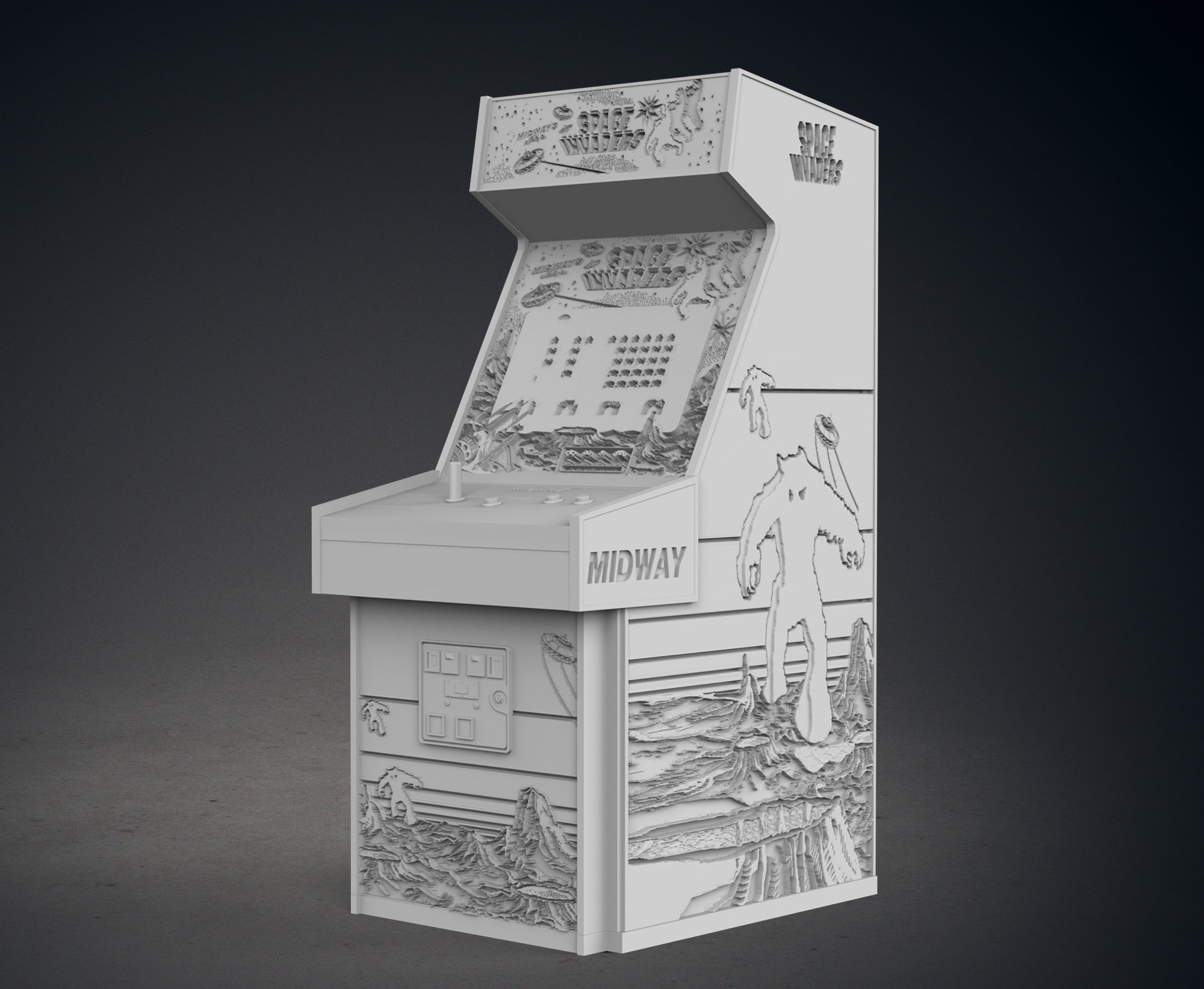 Space Invaders Arcade Cabinet with Lithophane 3D print model_3