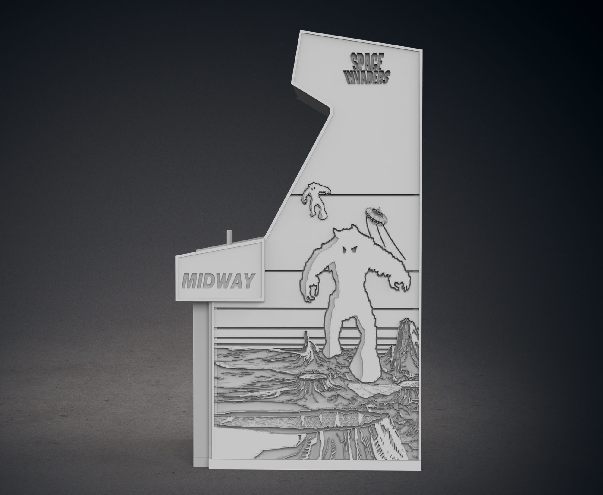 Space Invaders Arcade Cabinet with Lithophane 3D print model_4