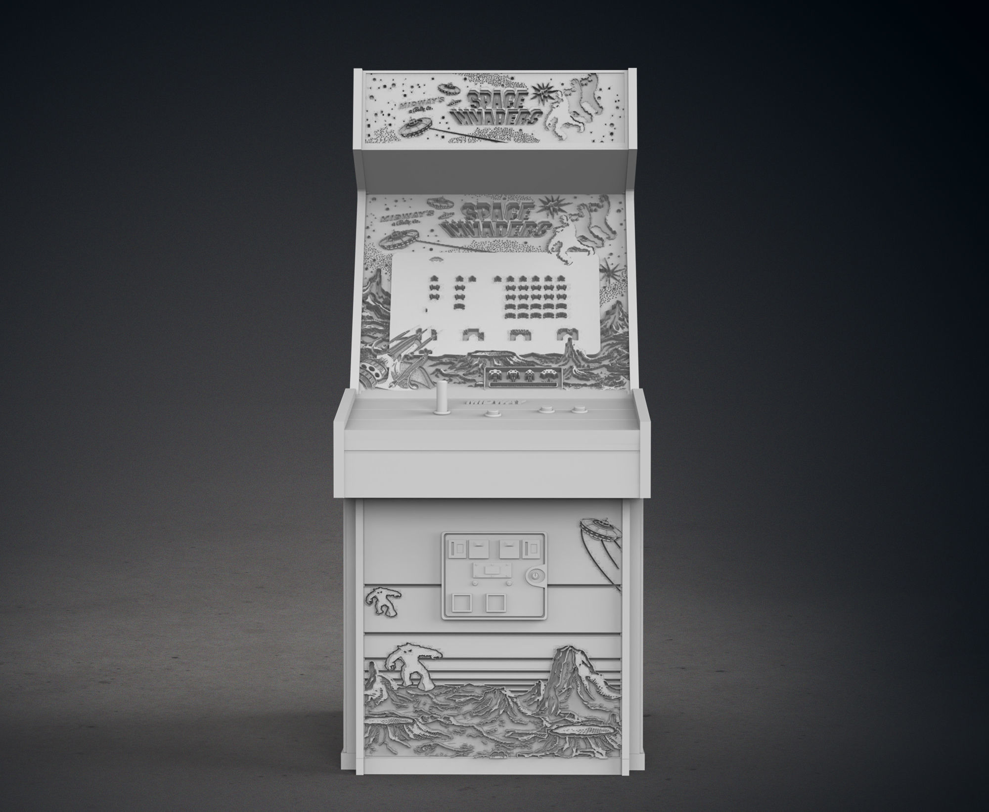 Space Invaders Arcade Cabinet with Lithophane 3D print model_2