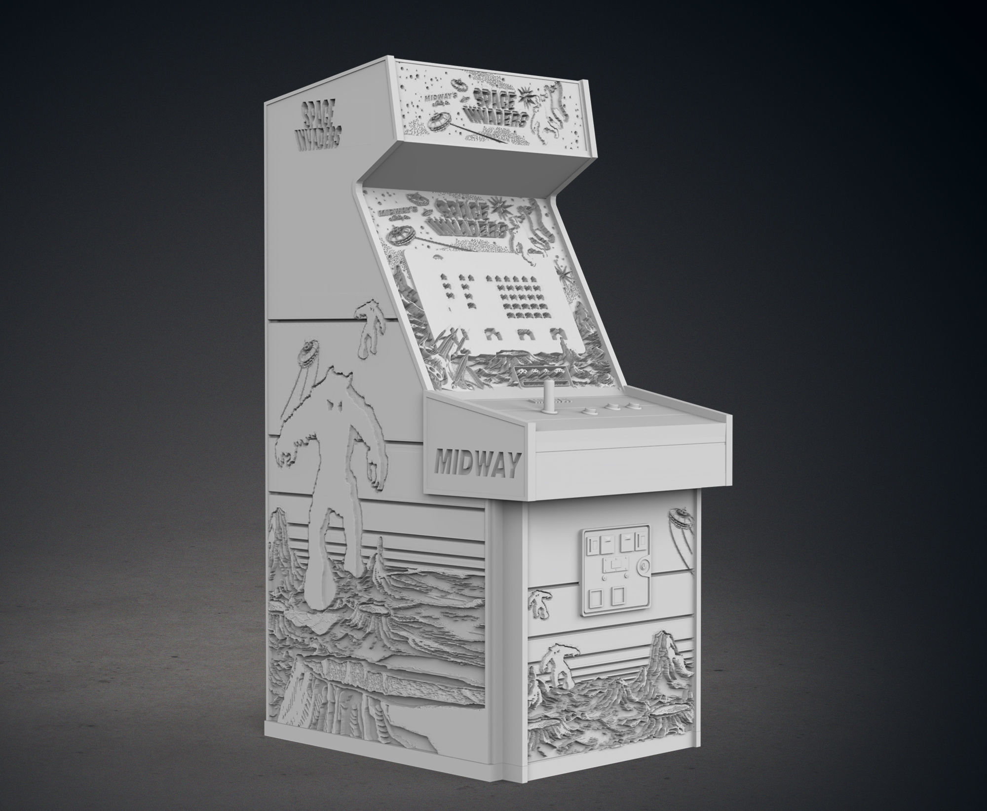 Space Invaders Arcade Cabinet with Lithophane 3D print model_9