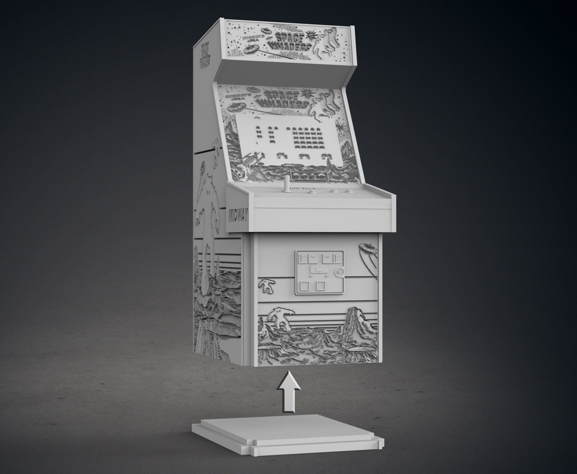 Space Invaders Arcade Cabinet with Lithophane 3D print model_11