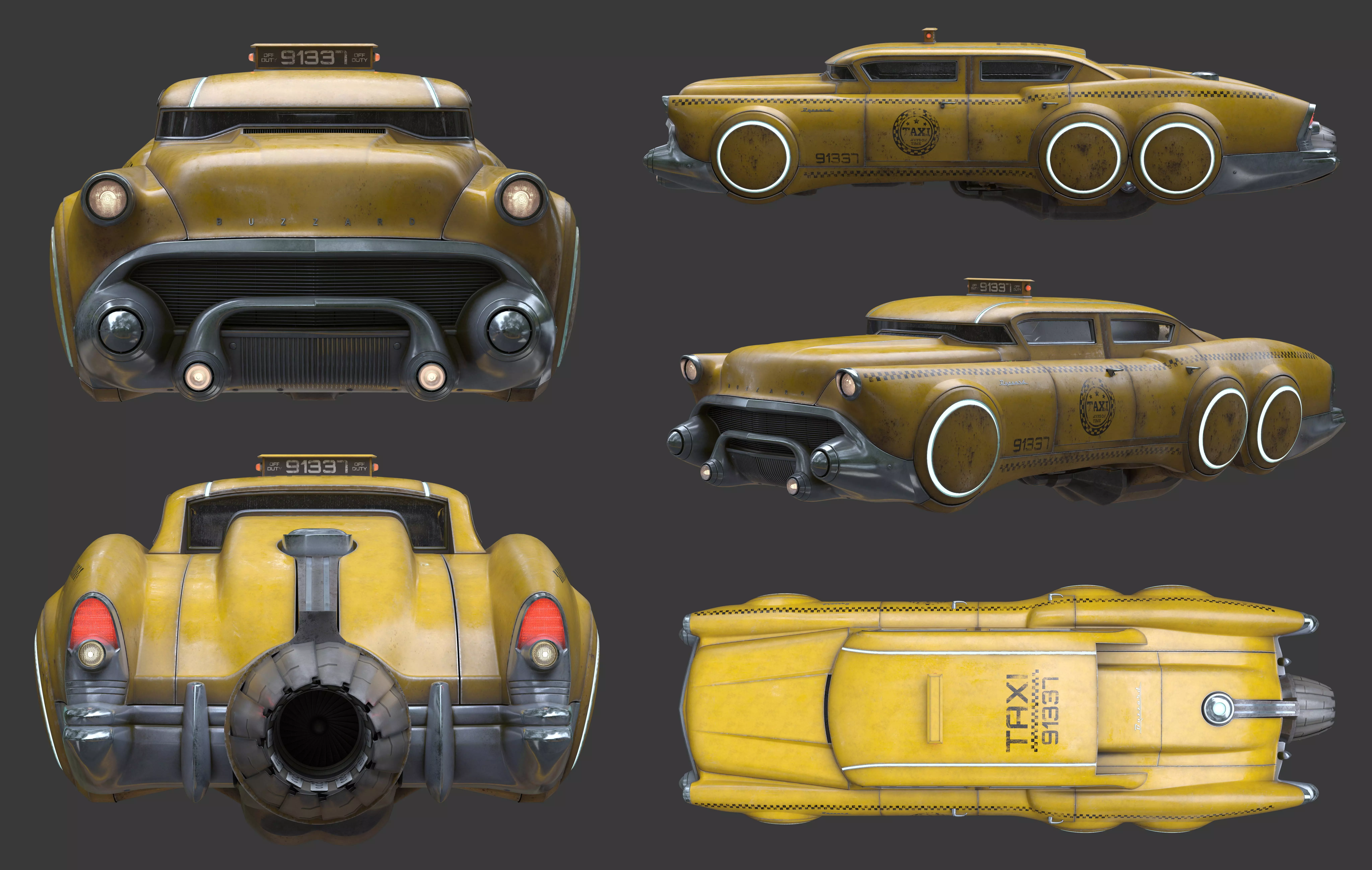 Futuristic flying car 5 3D model_0