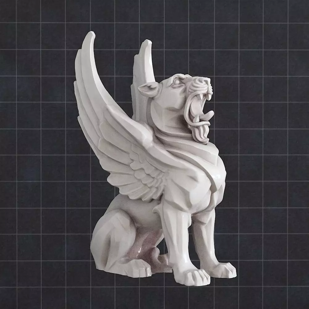 Lion sculpture wings 3D print model