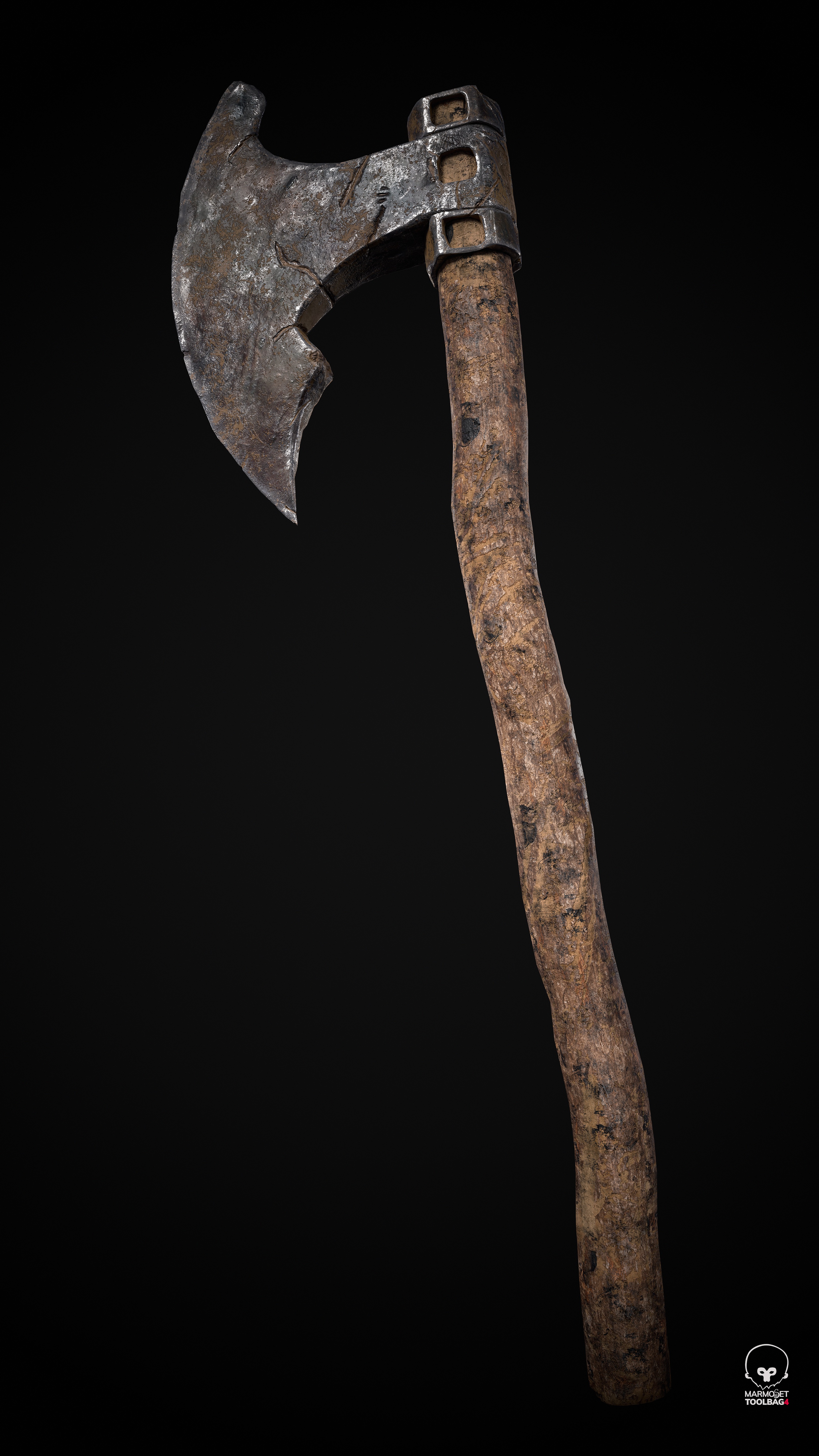 Old Axe Rusty Melee weapon Low-poly 3D model_8