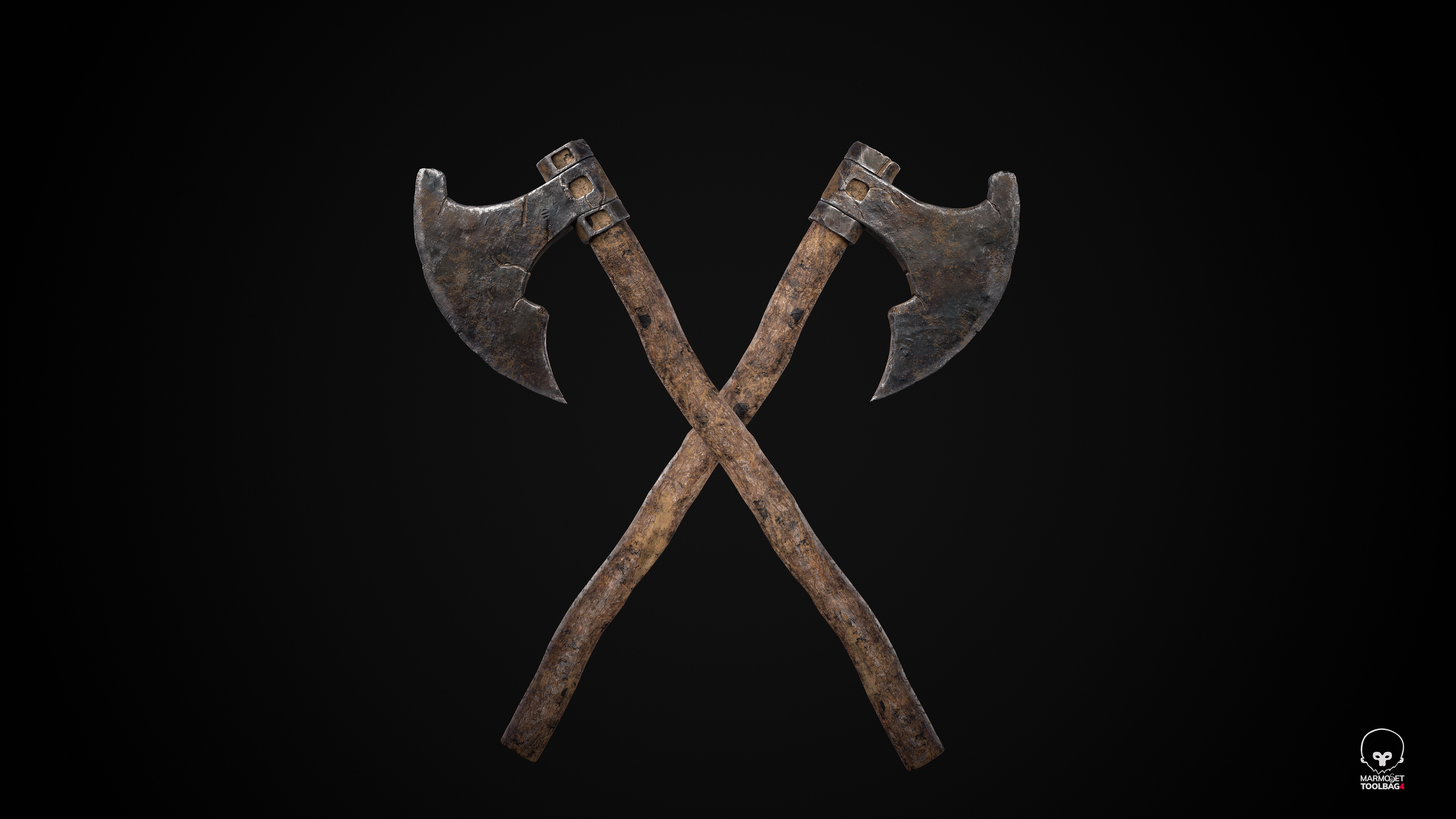 Old Axe Rusty Melee weapon Low-poly 3D model_5