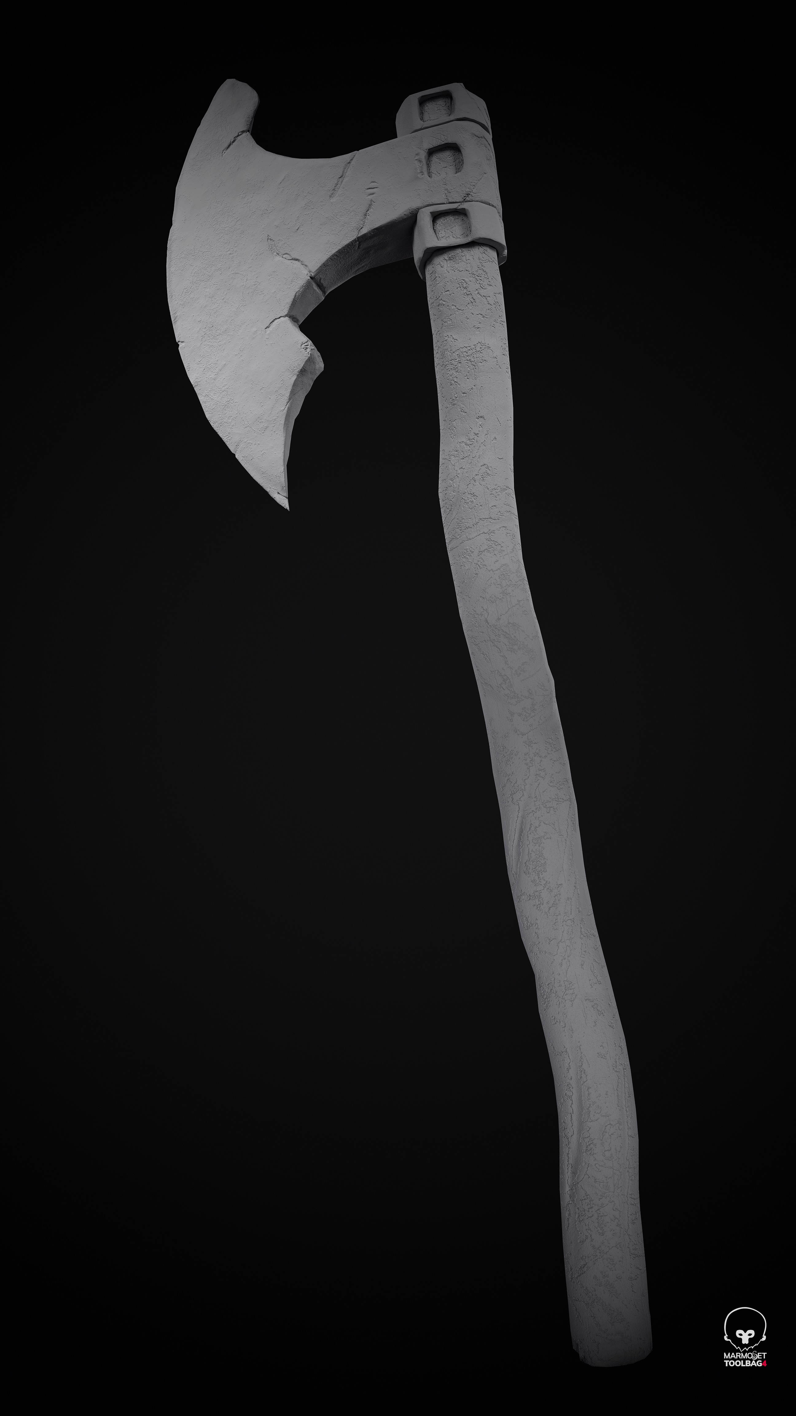 Old Axe Rusty Melee weapon Low-poly 3D model_9