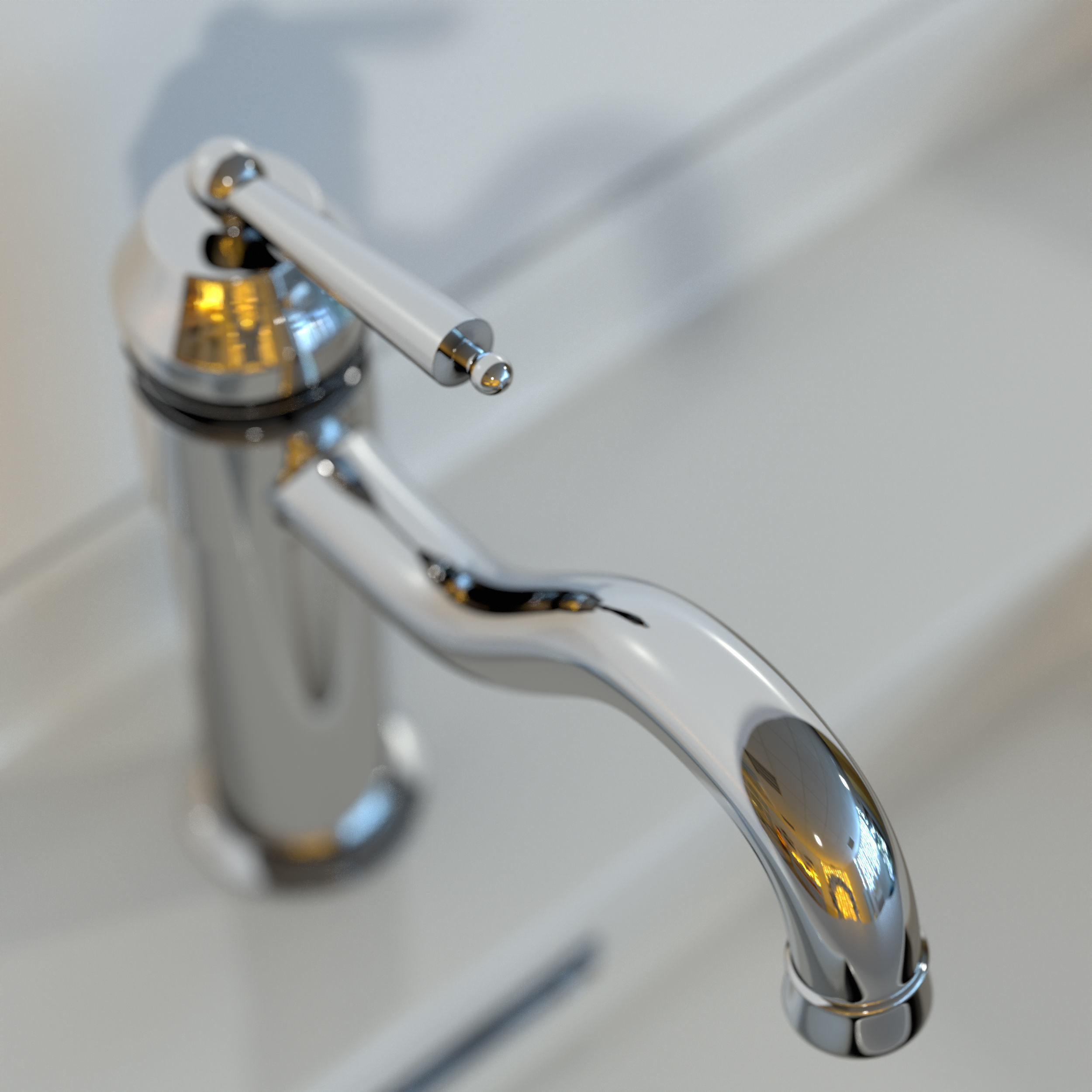 Adena Traditional Single Lever Handle Faucet and Arezzo Basin 3D model_5