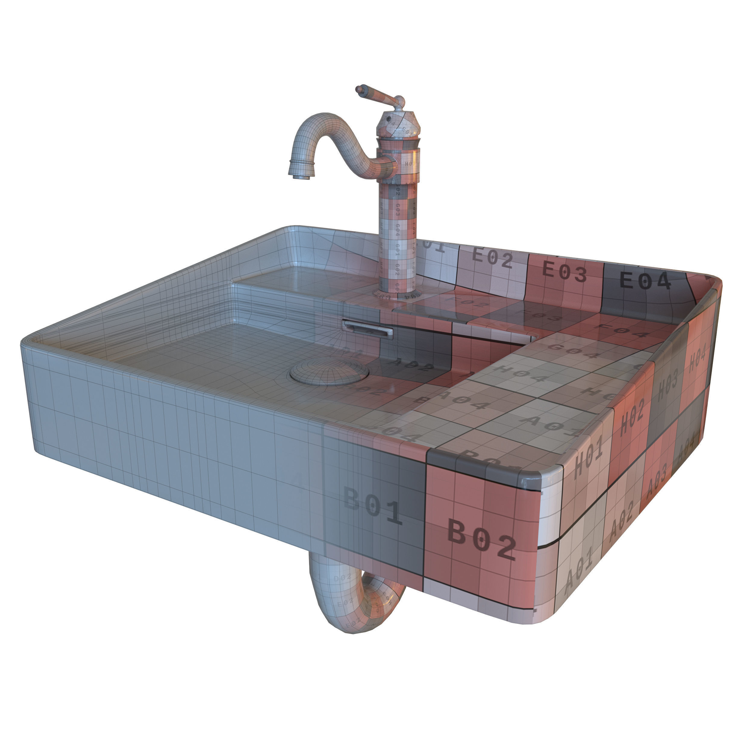 Adena Traditional Single Lever Handle Faucet and Arezzo Basin 3D model_6