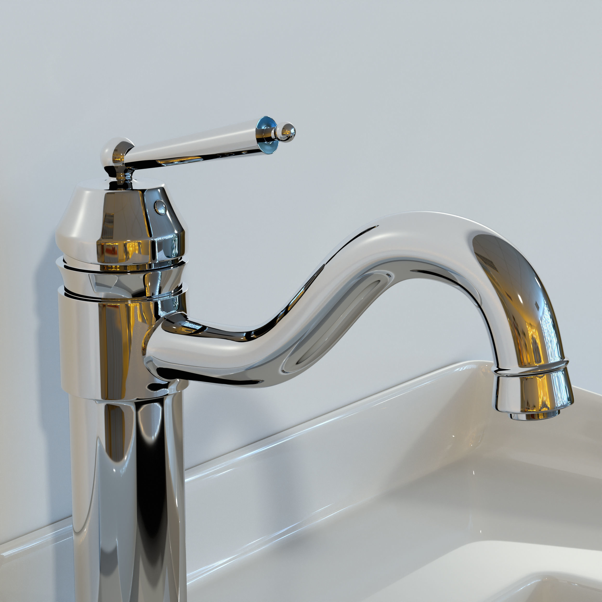 Adena Traditional Single Lever Handle Faucet and Arezzo Basin 3D model_1