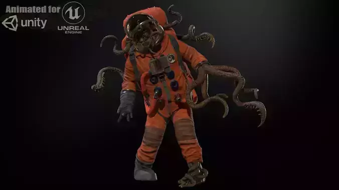 Zombie Astronaut Low-poly 3D model