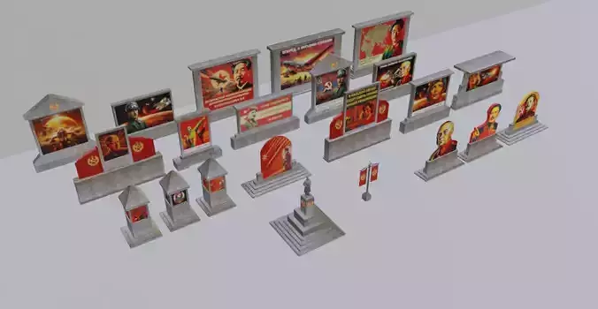 Soviet Sci-Fi Propaganda pack II Low-poly 3D model