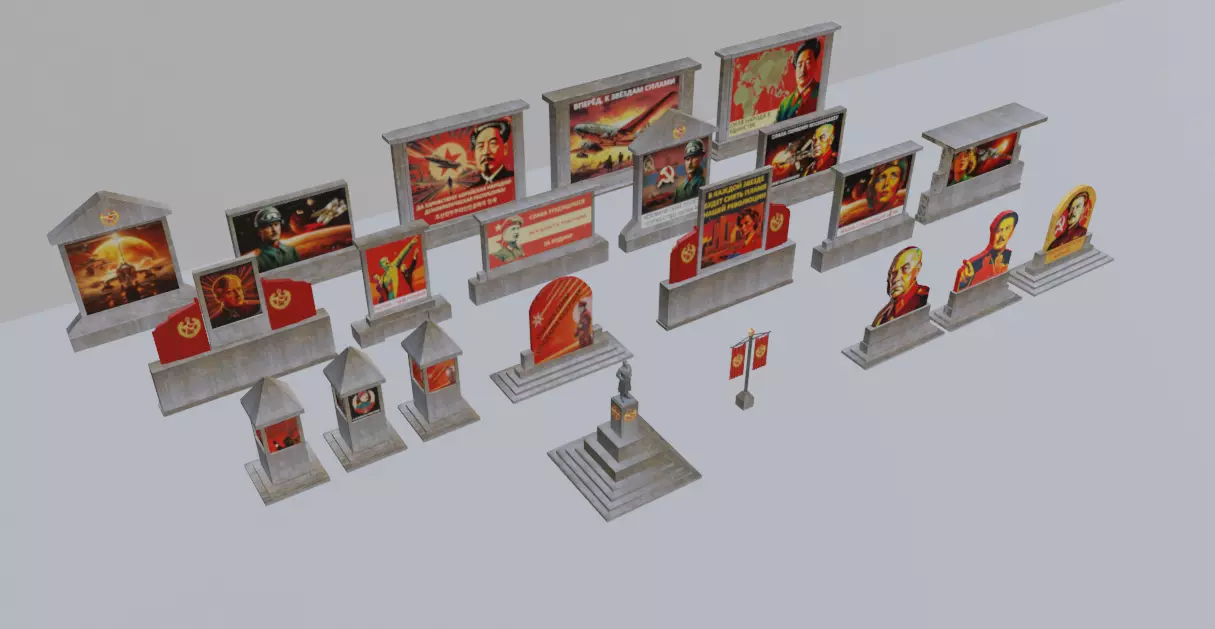 Soviet Sci-Fi Propaganda pack II Low-poly 3D model