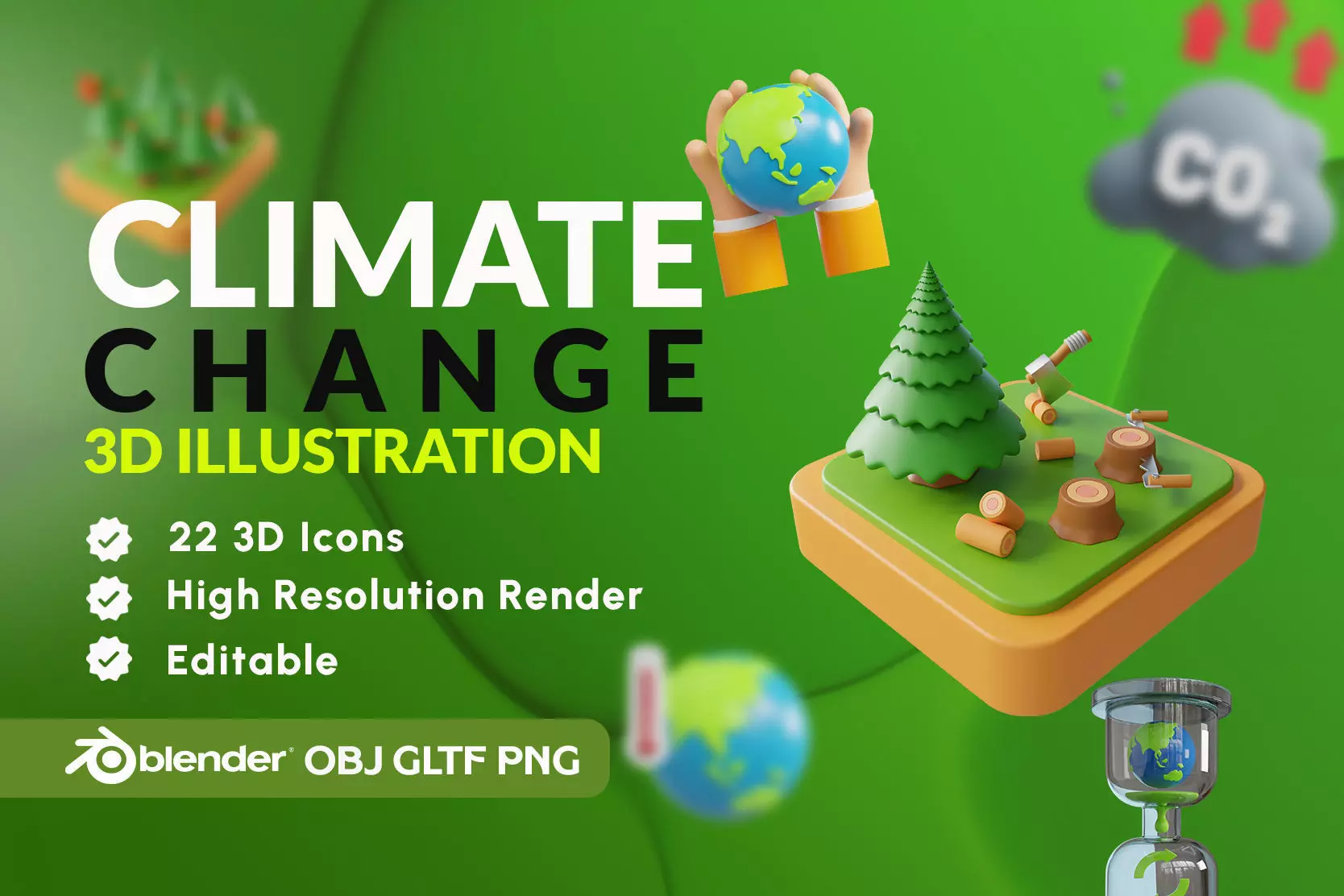 Climate Change Illustration 3D model